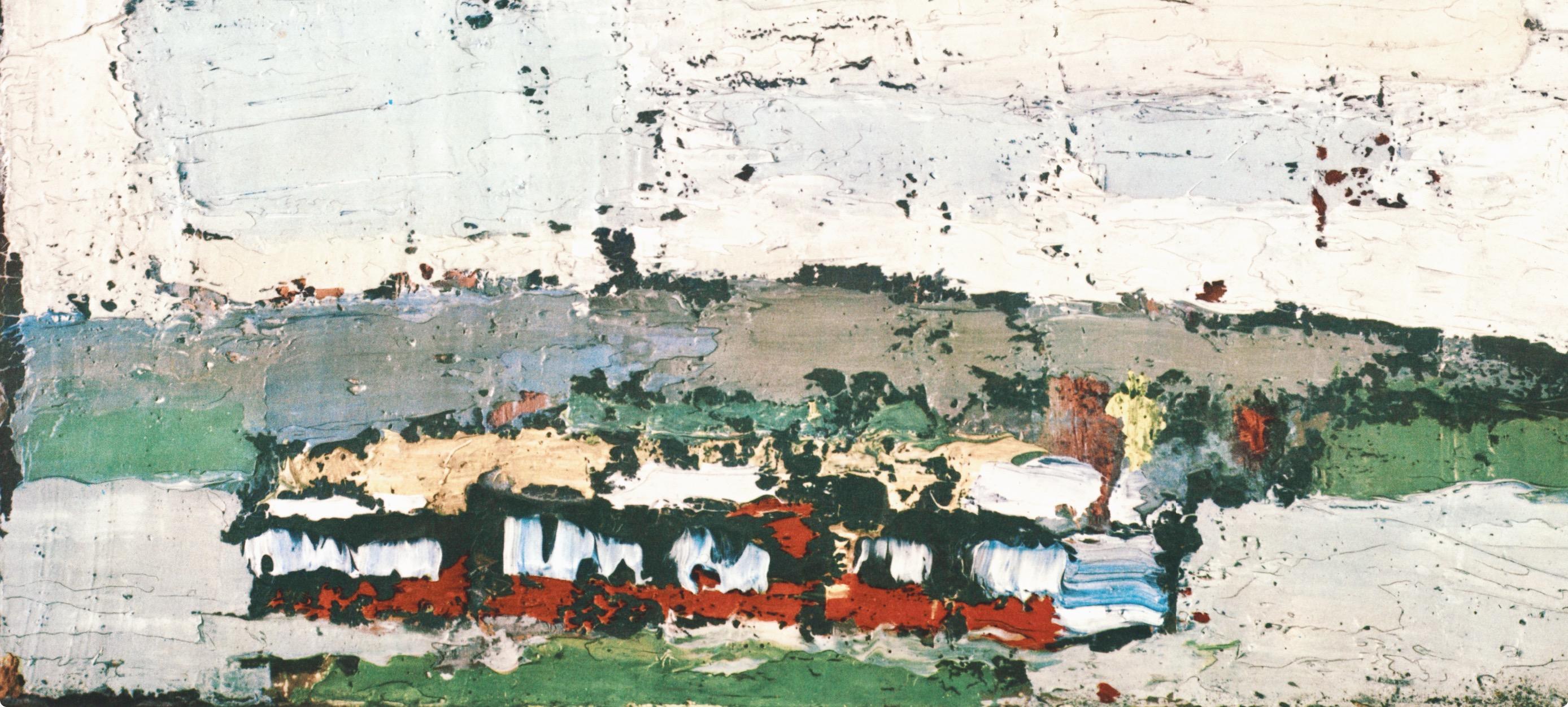 de Staël, Rosny, bateau sur la Seine, Peintres d'aujourd'hui (after) - Beige Abstract Print by Nicolas de Staël