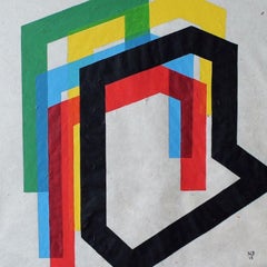 Abstract painting on paper - Nicolas Dubreuille - Geometric, Contemporary