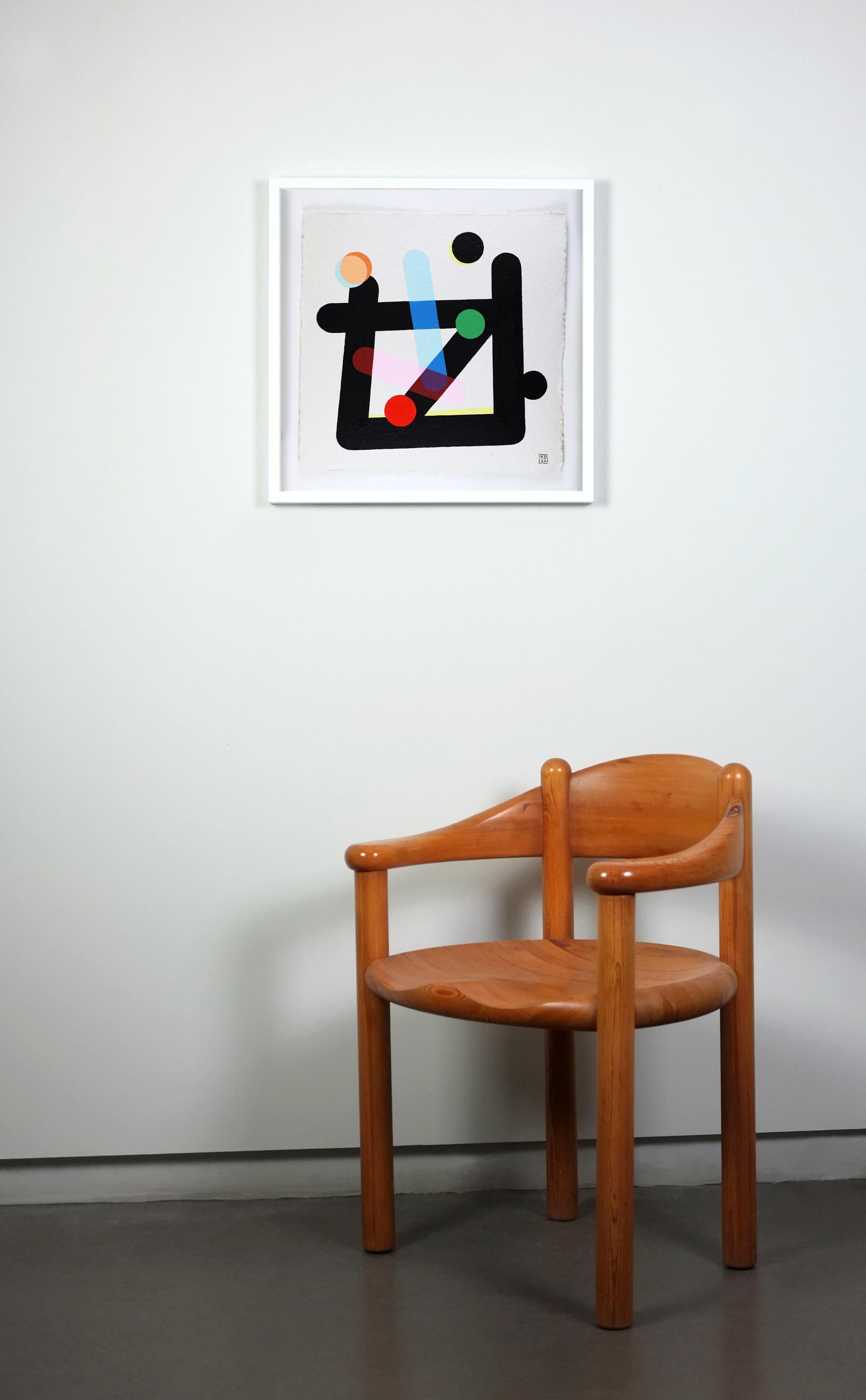 Abstract painting on paper - Nicolas Dubreuille -Geometric, Colour, Contemporary For Sale 2