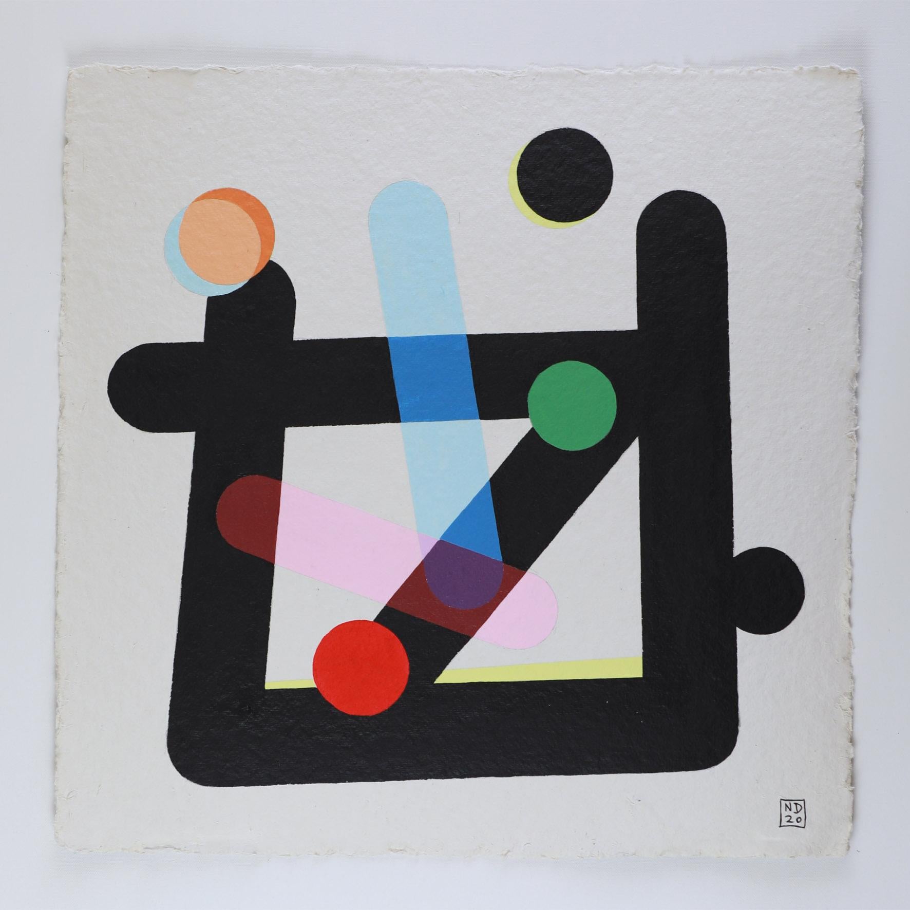 Abstract painting on paper - Nicolas Dubreuille -Geometric, Colour, Contemporary