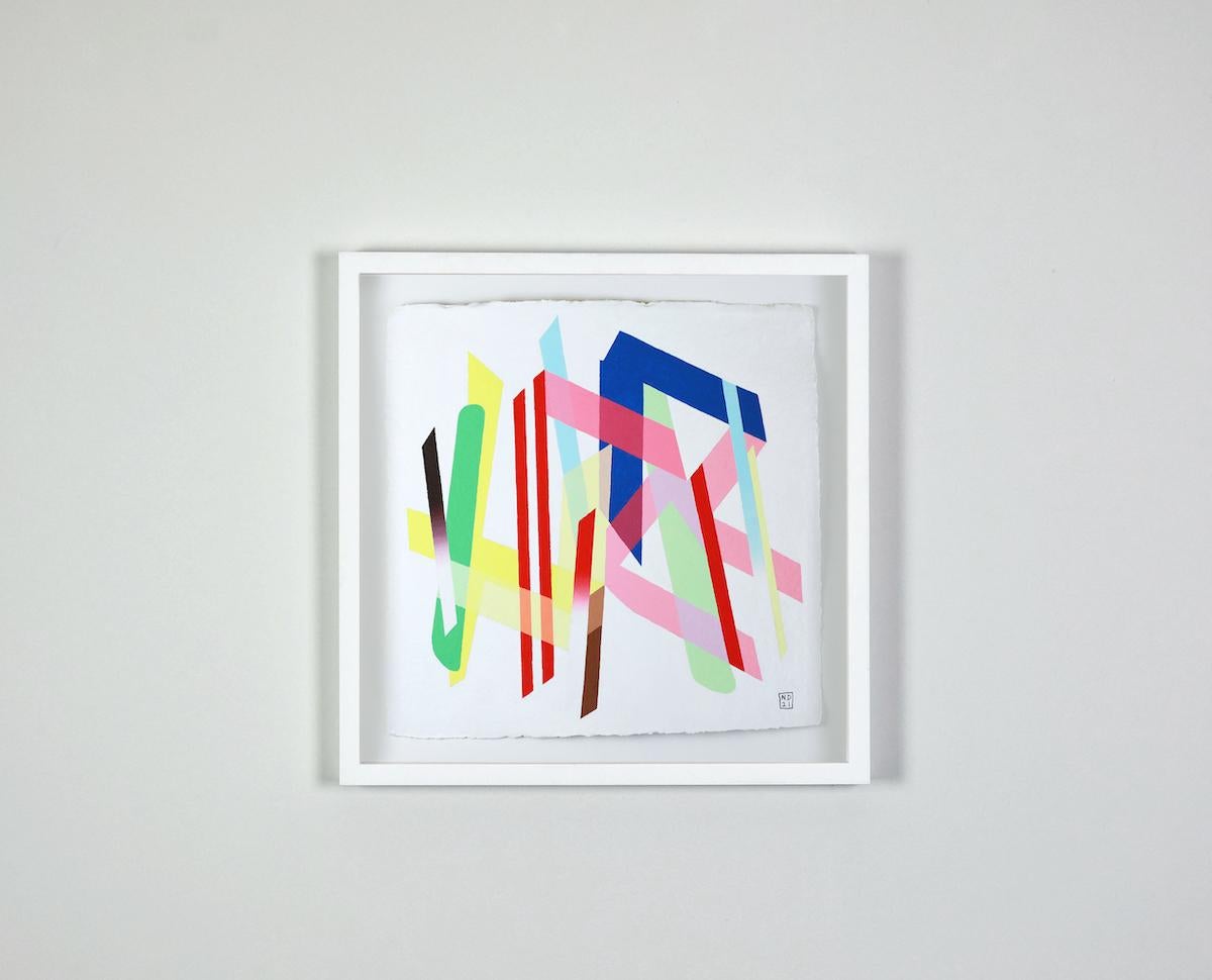 Peinture abstraite sur papier - Nicolas Dubreuille - Géométrique, contemporain en vente 1