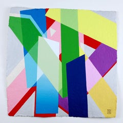 Abstraktes Gemälde auf Papier – Nicolas Dubreuille – Geometrisch, zeitgenössisch