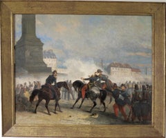Antique The death of General Négrier on Place de la Bastille, Paris - France