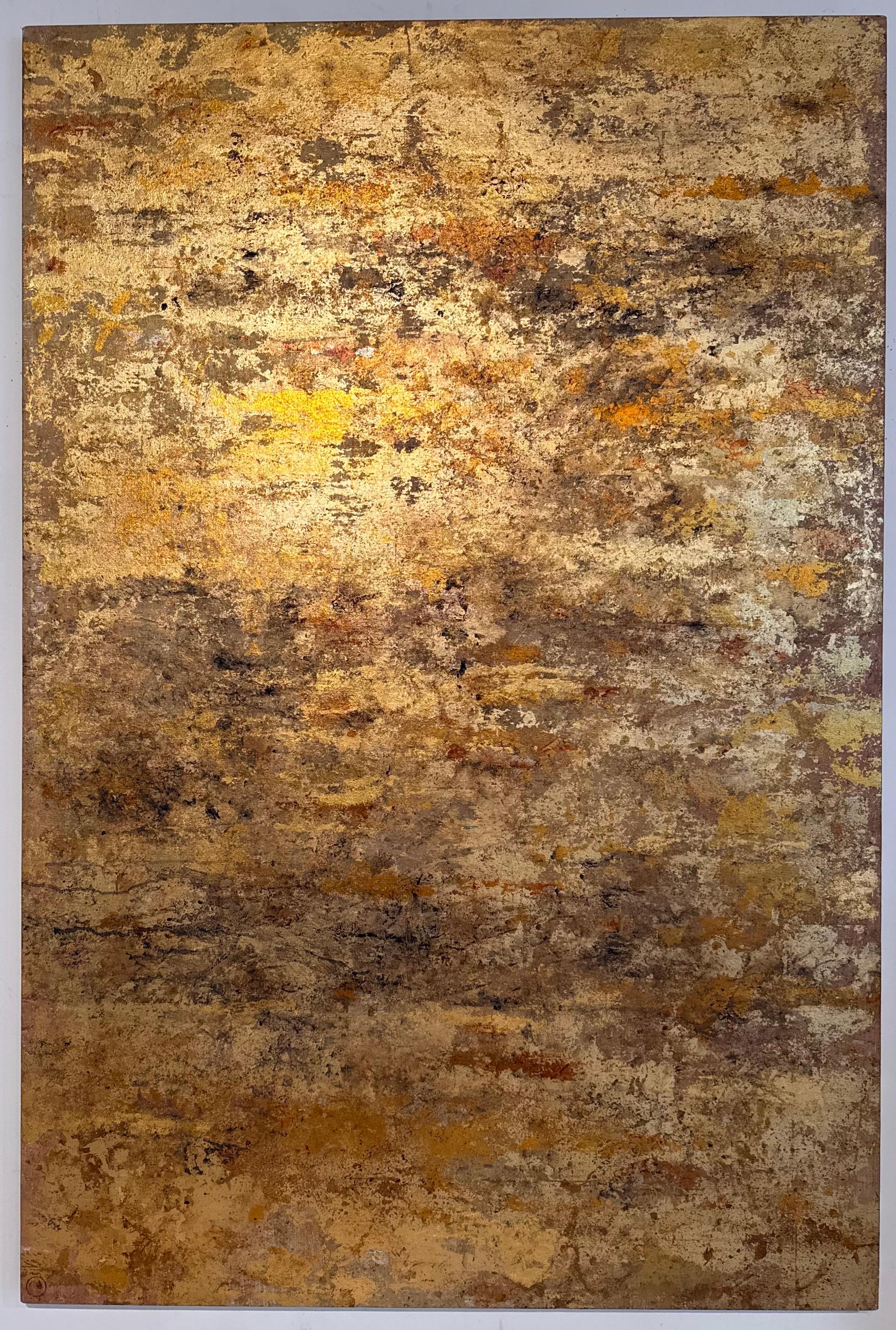 Abstraction 100-150 42 24 by Nicolas Galtier - Abstract Gold Leaf Painting