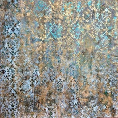 Abstraction 100-298 24 di Nicolas Galtier - Pittura astratta, blu e oro