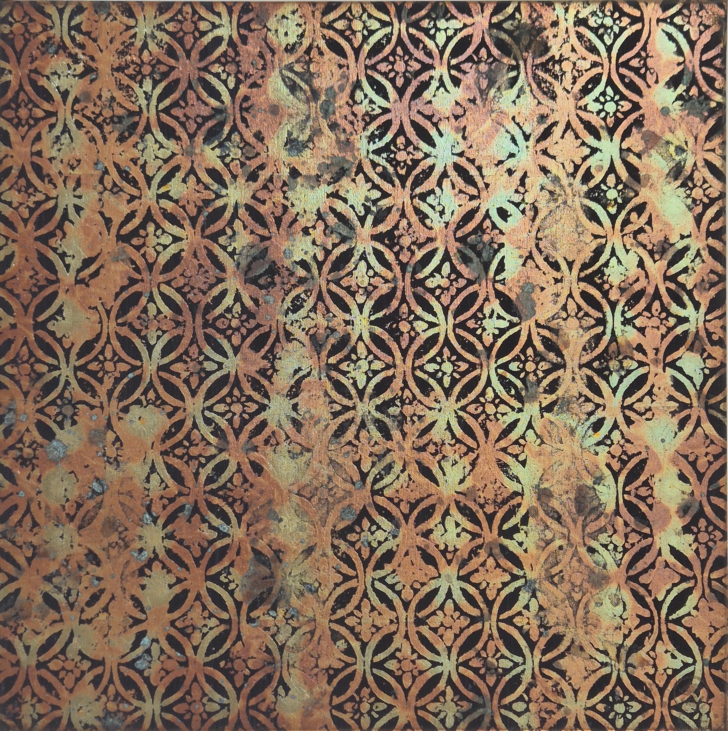 Abstract Painting de Nicolas Galtier - Abstracción 50-163 14 by N. Galtier - Cuadro Hoja de metal reflectante, Patrón