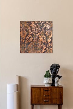 Abstraction 50.100-169 13 by N. Galtier, Reflective Metal Leaf painting, Pattern