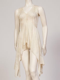 Nicolas Ghesquière 2001 Balenciaga White Cream Knit Lace Top