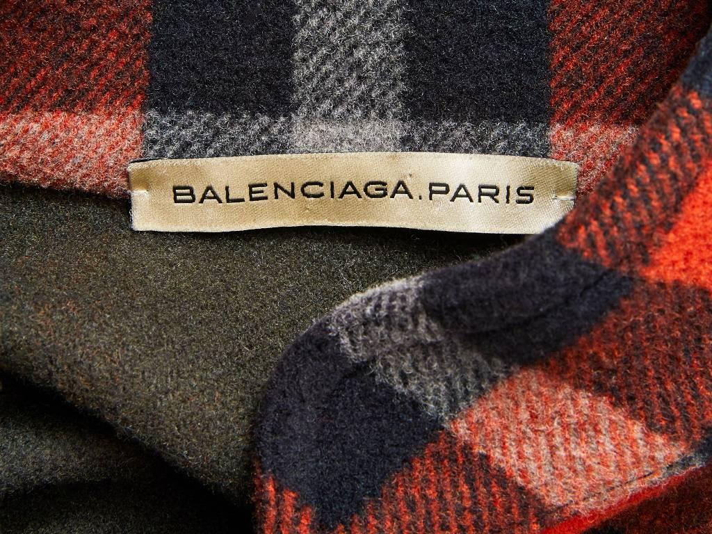 Black  Nicolas Ghesquiere For Balenciaga Double Face Wool Plaid Coat