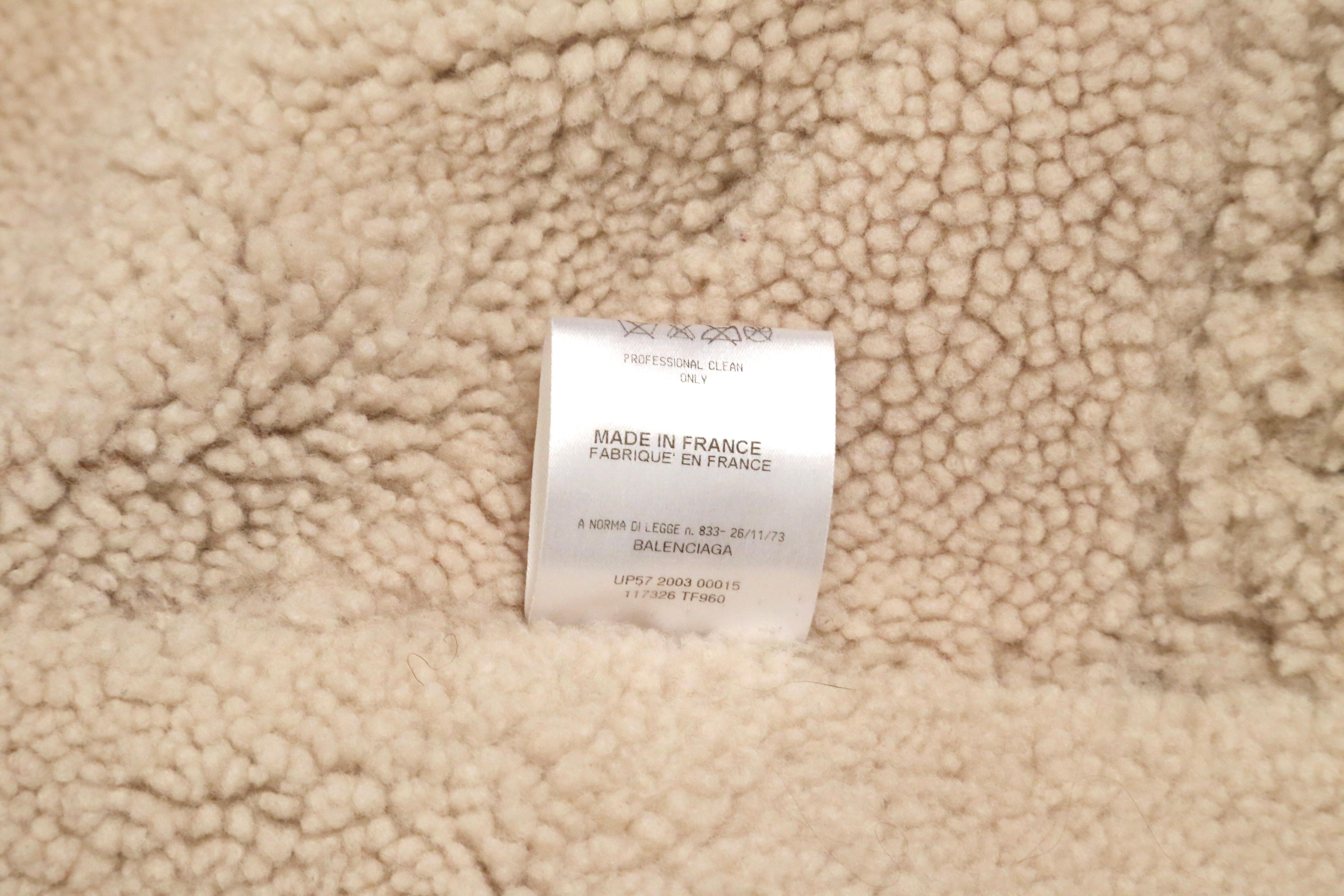 Nicolas Ghesquiere for BALENCIAGA fall 2003 cropped shearling aviator jacket For Sale 6