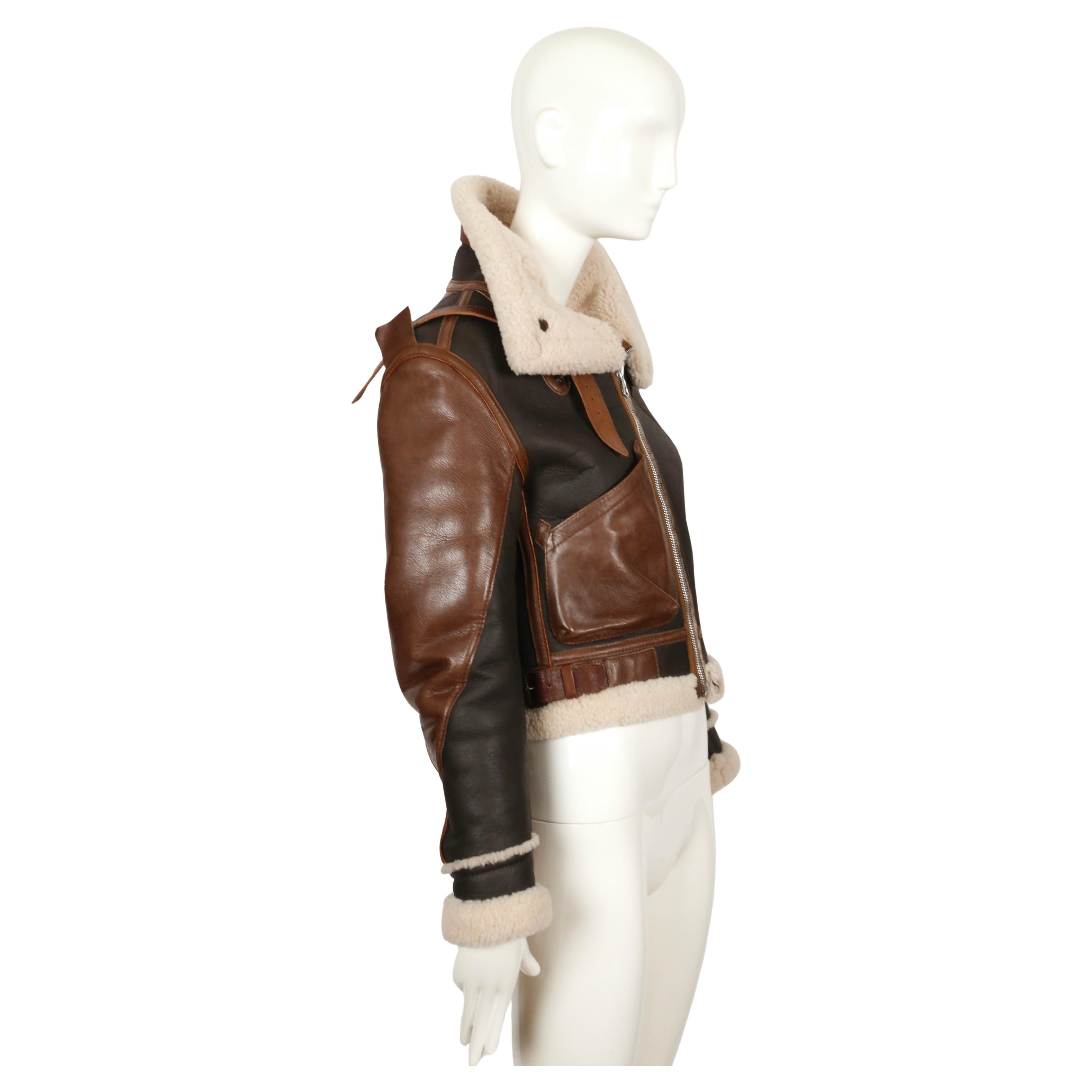 Black Nicolas Ghesquiere for BALENCIAGA fall 2003 cropped shearling aviator jacket For Sale
