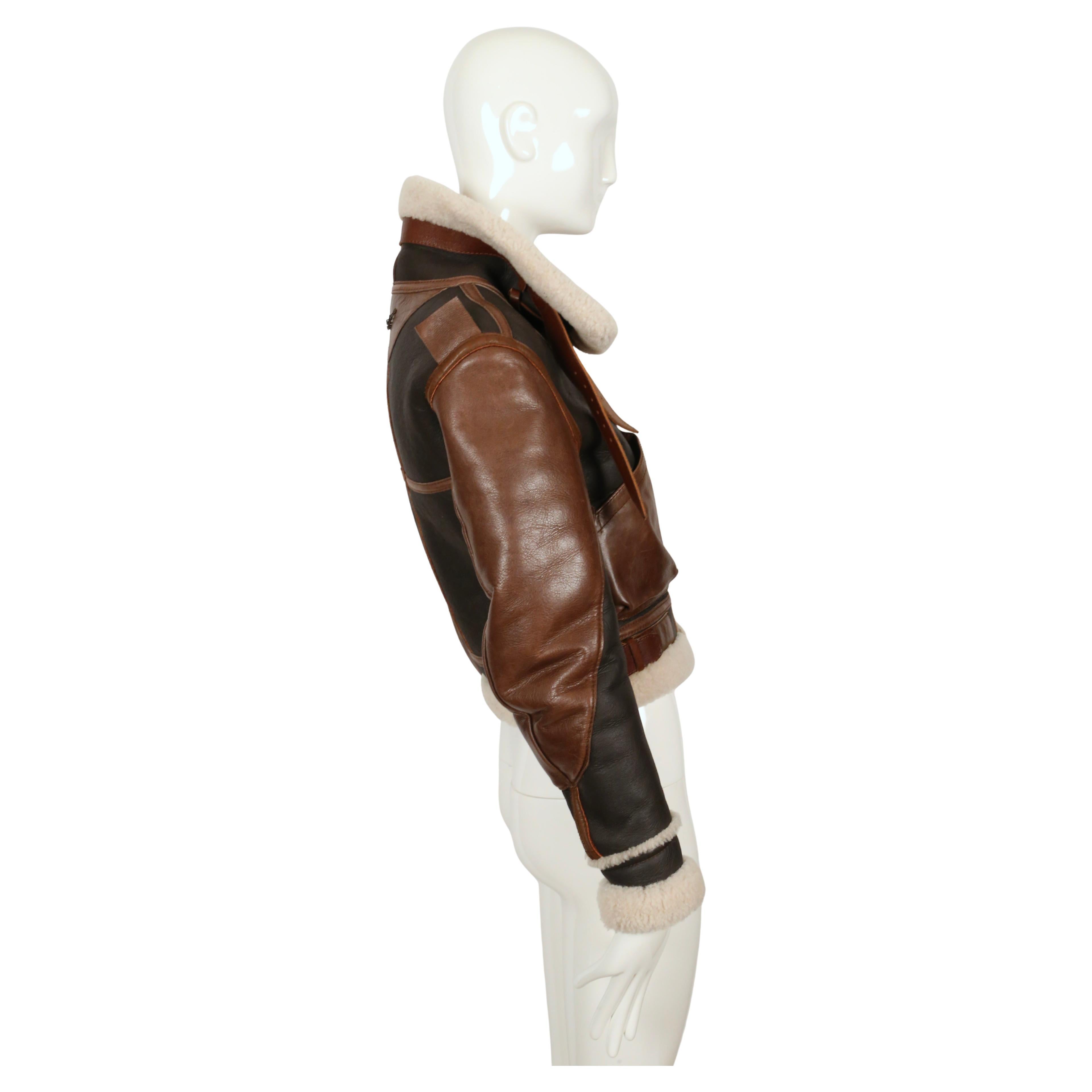 Nicolas Ghesquiere for BALENCIAGA fall 2003 cropped shearling aviator jacket In Good Condition For Sale In San Fransisco, CA