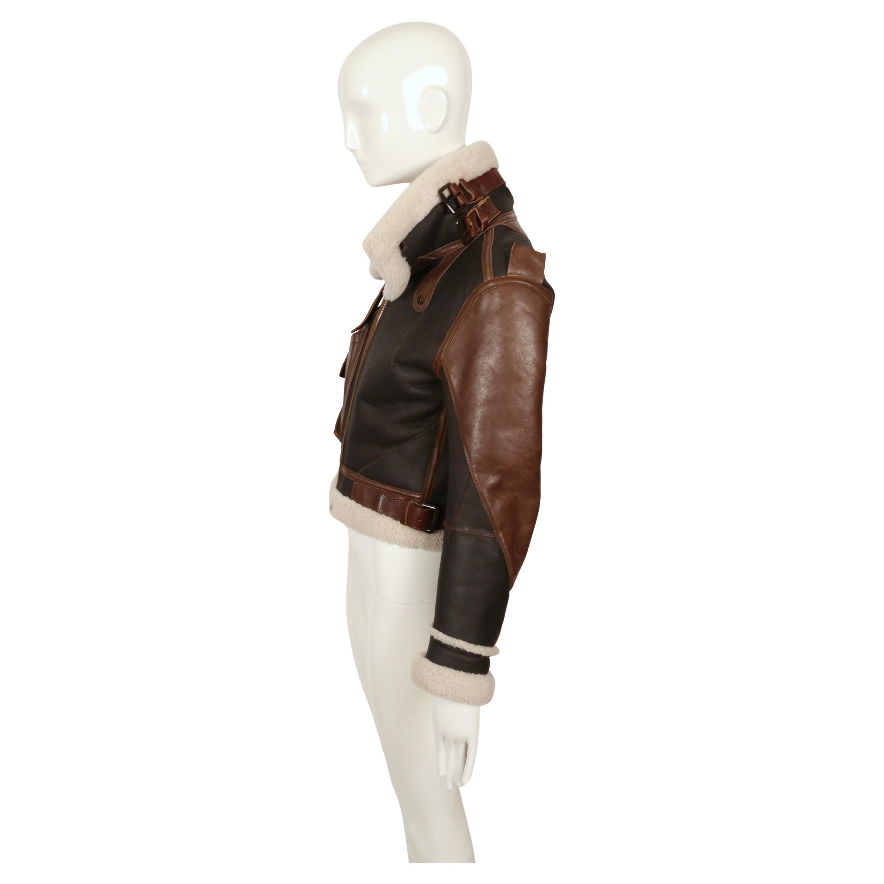 Nicolas Ghesquiere for BALENCIAGA fall 2003 cropped shearling aviator jacket For Sale 1