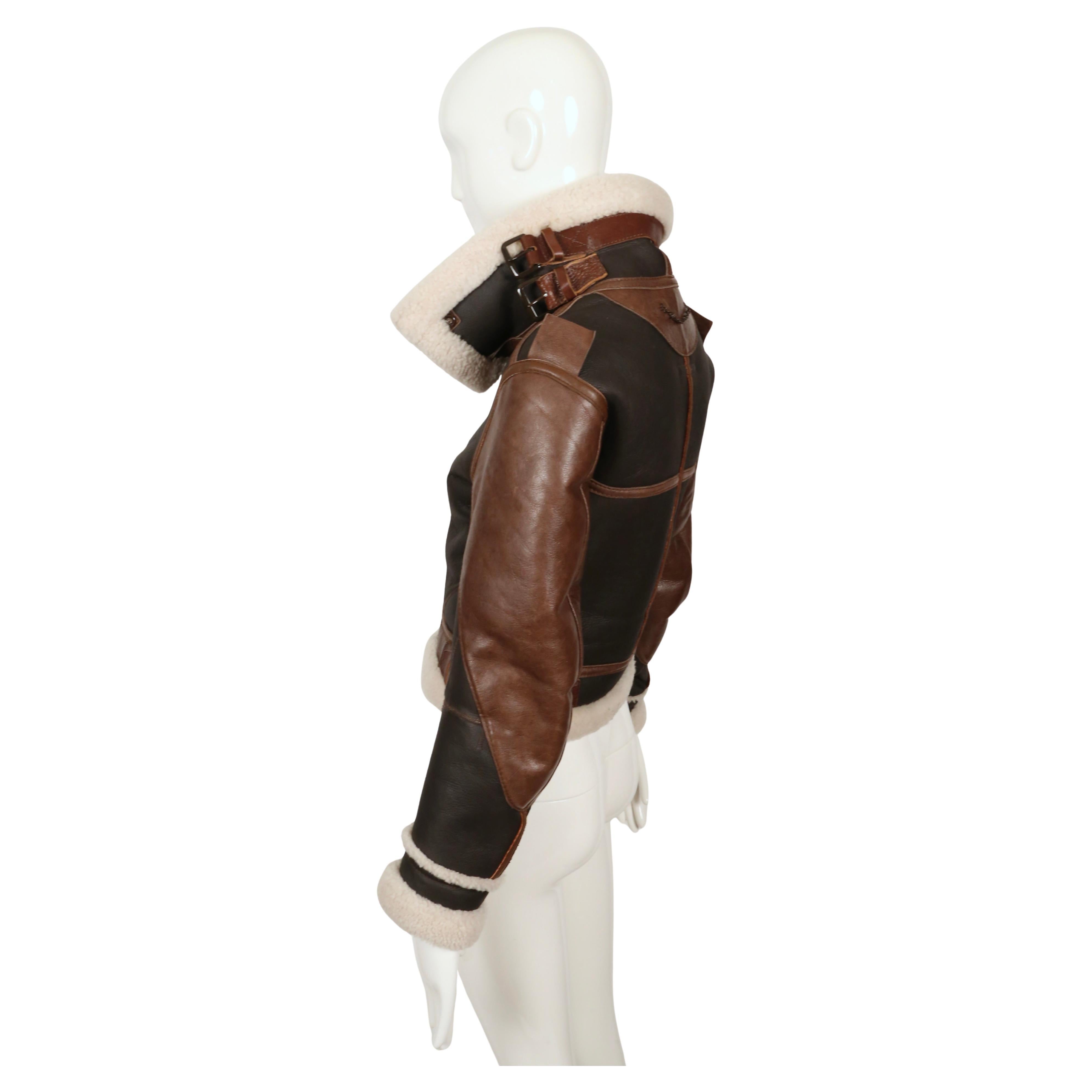 Nicolas Ghesquiere for BALENCIAGA fall 2003 cropped shearling aviator jacket For Sale 2