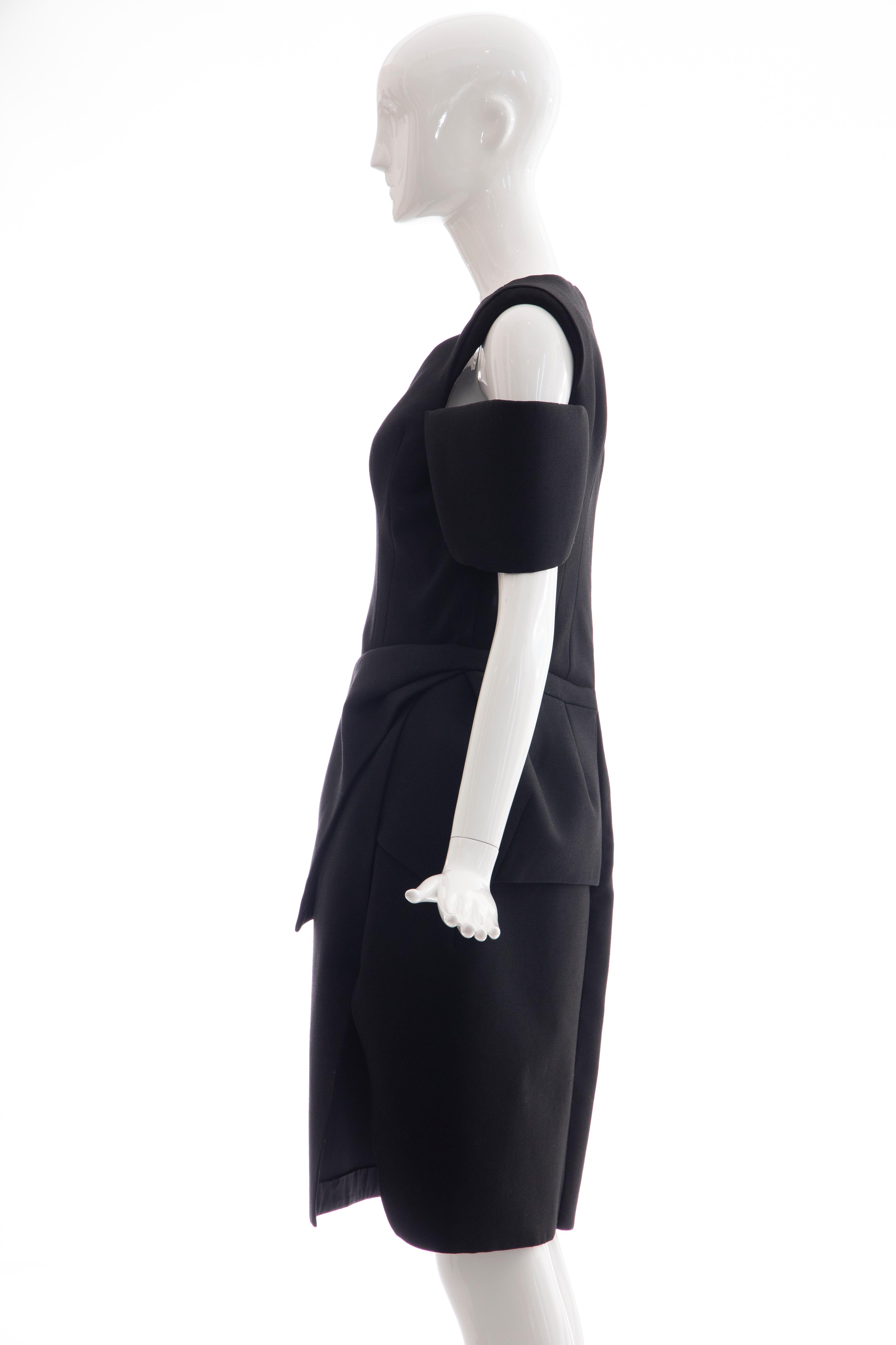 Nicolas Ghesquière for Balenciaga Runway Black Wool Structured Dress, Fall 2008 For Sale 3