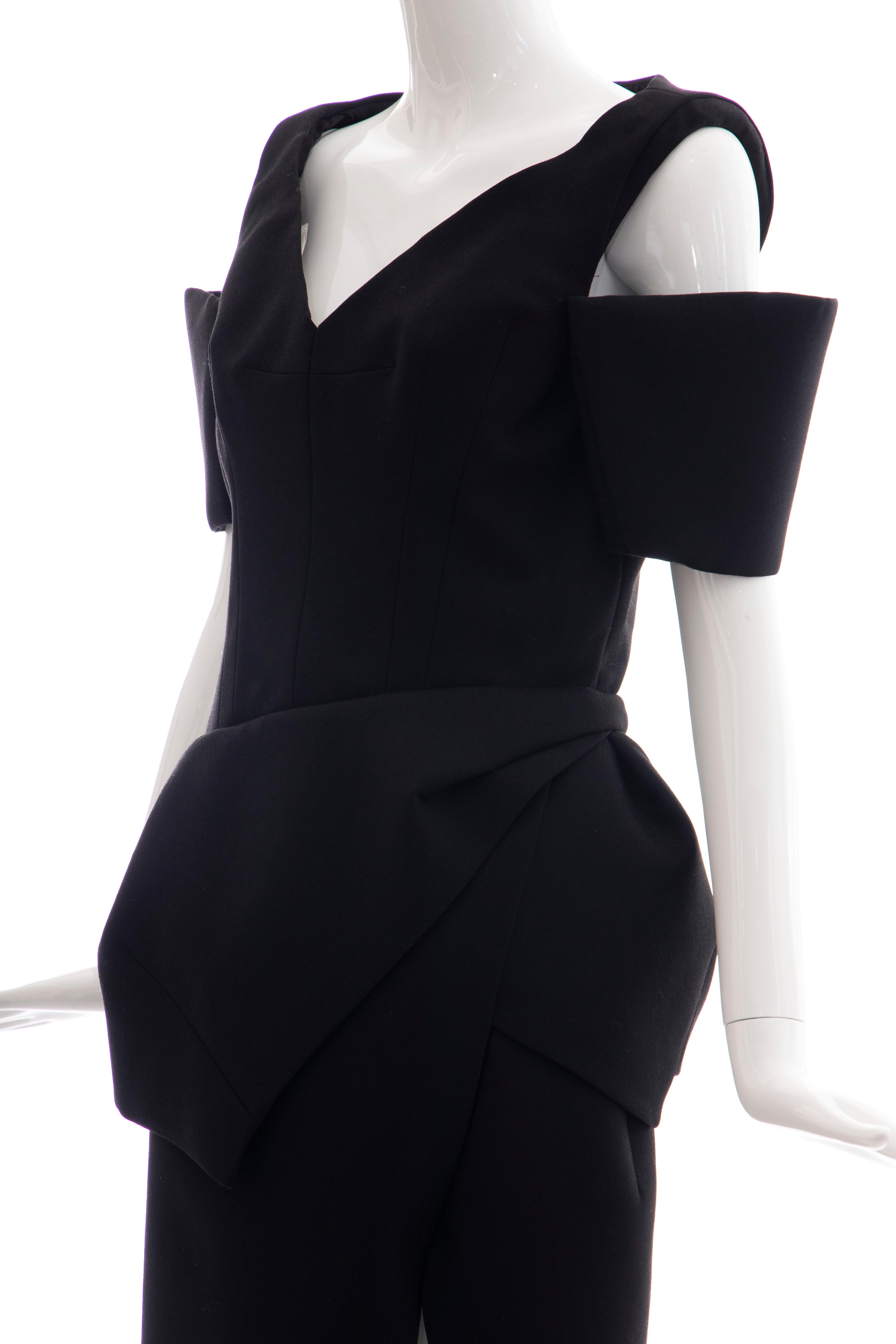 Nicolas Ghesquière for Balenciaga Runway Black Wool Structured Dress, Fall 2008 For Sale 5