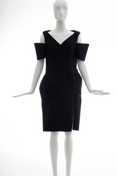 Nicolas Ghesquière for Balenciaga Runway Black Wool Structured Dress, Fall 2008
