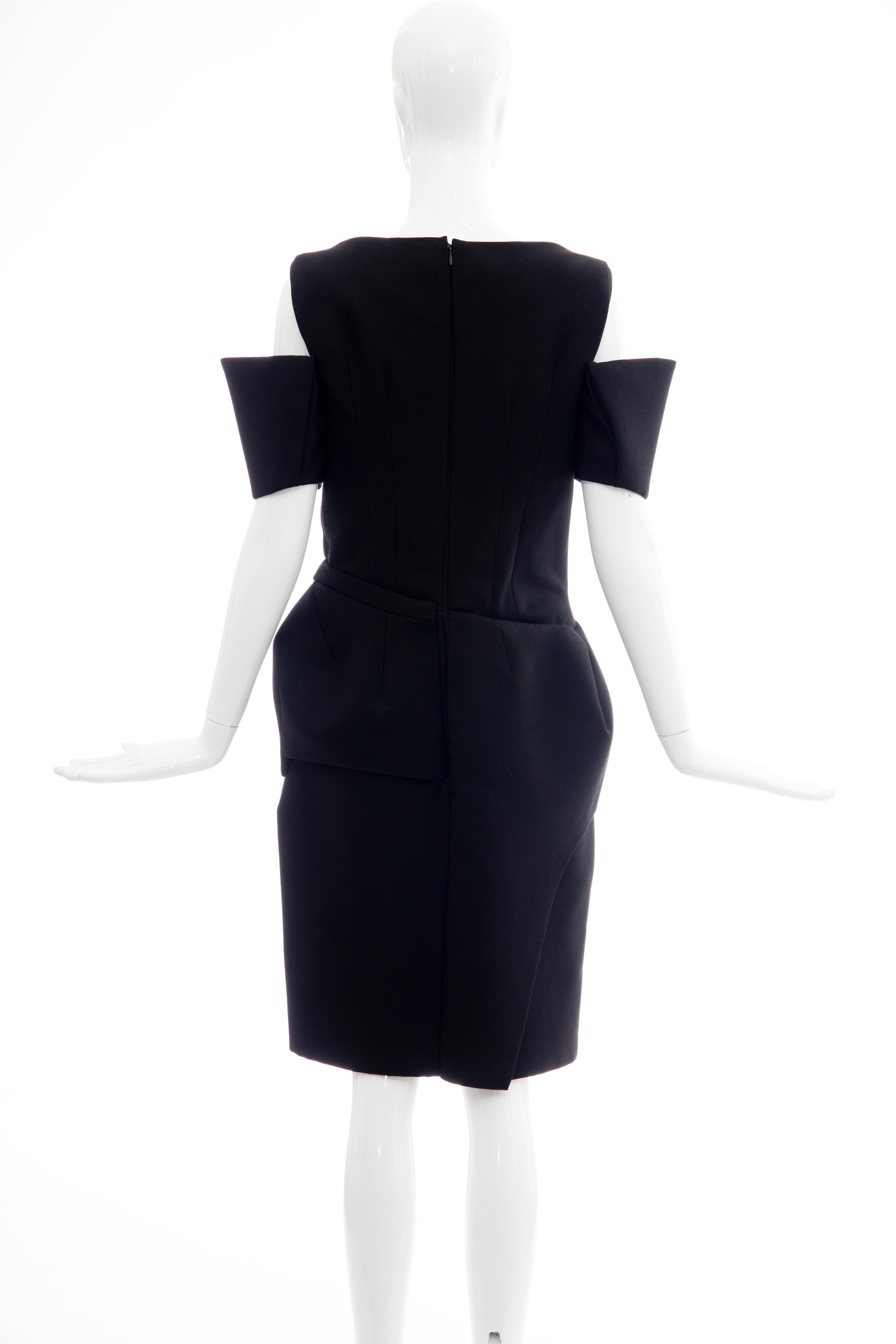Women's Nicolas Ghesquière for Balenciaga Runway Black Wool Structured Dress, Fall 2008 For Sale