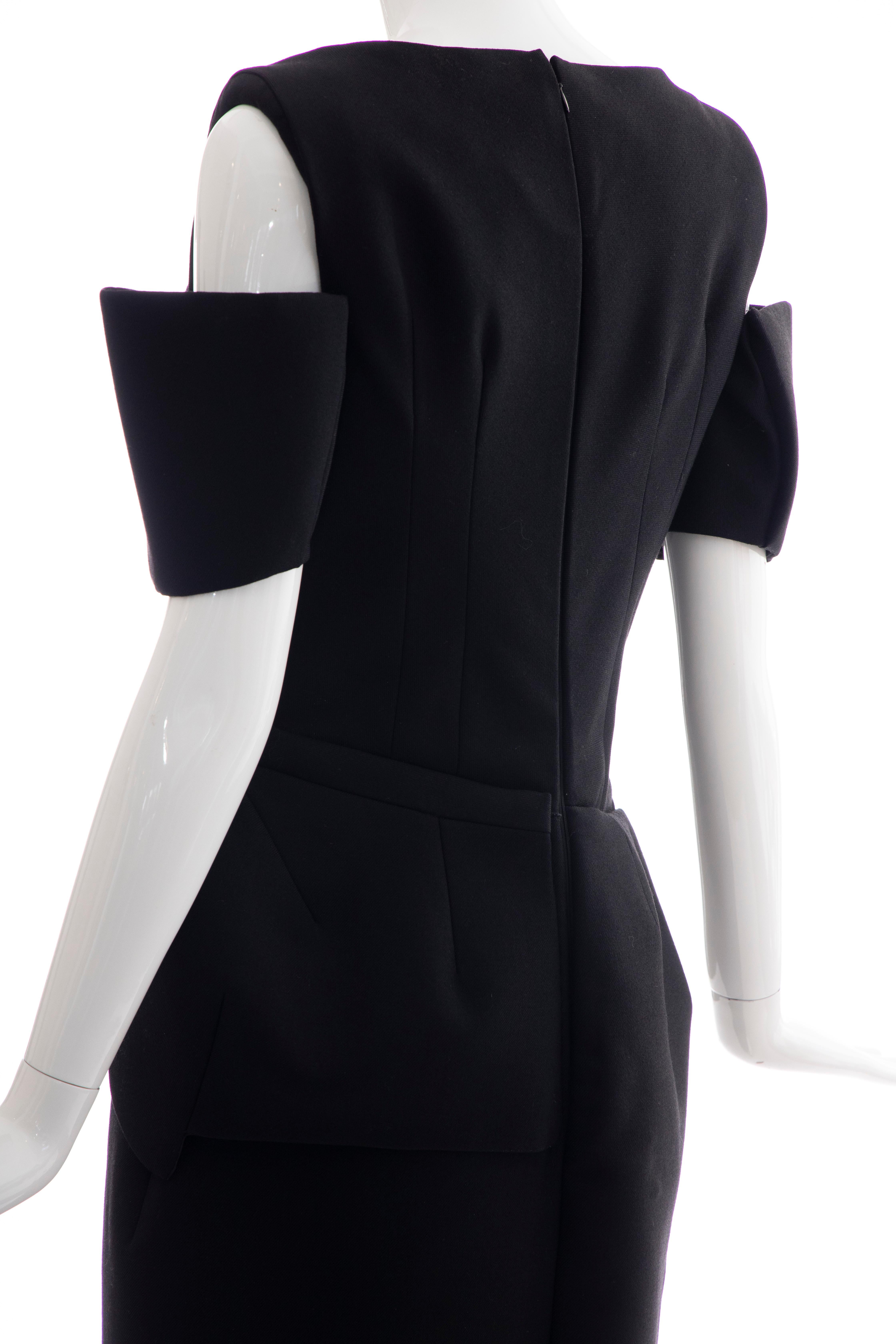 Nicolas Ghesquière for Balenciaga Runway Black Wool Structured Dress, Fall 2008 For Sale 2