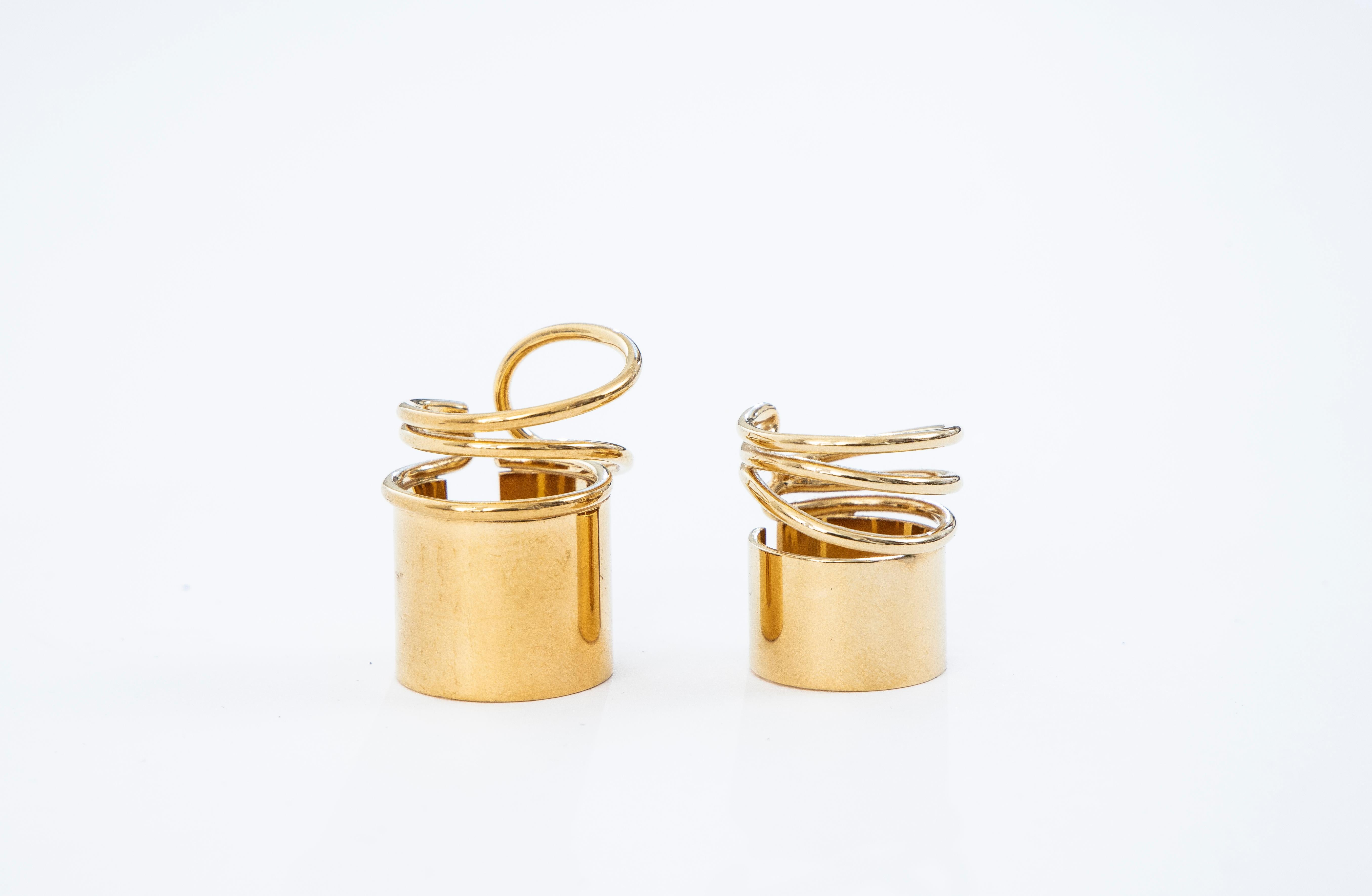Modern Nicolas Ghesquière for Balenciaga Runway Pair of Brass Coil Rings, Spring 2013 For Sale