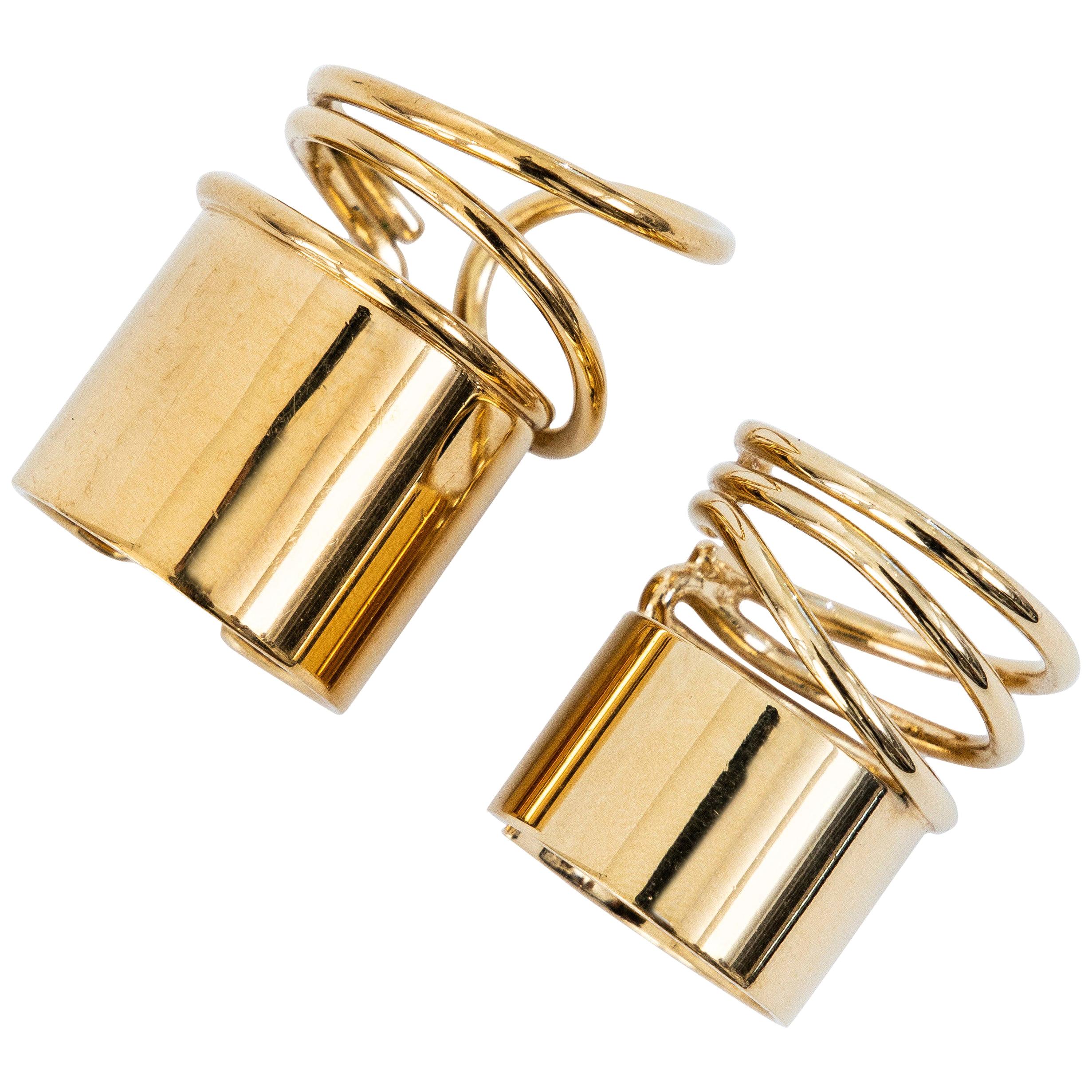 Nicolas Ghesquière for Balenciaga Runway Pair of Brass Coil Rings, Spring  2013 For Sale at 1stDibs