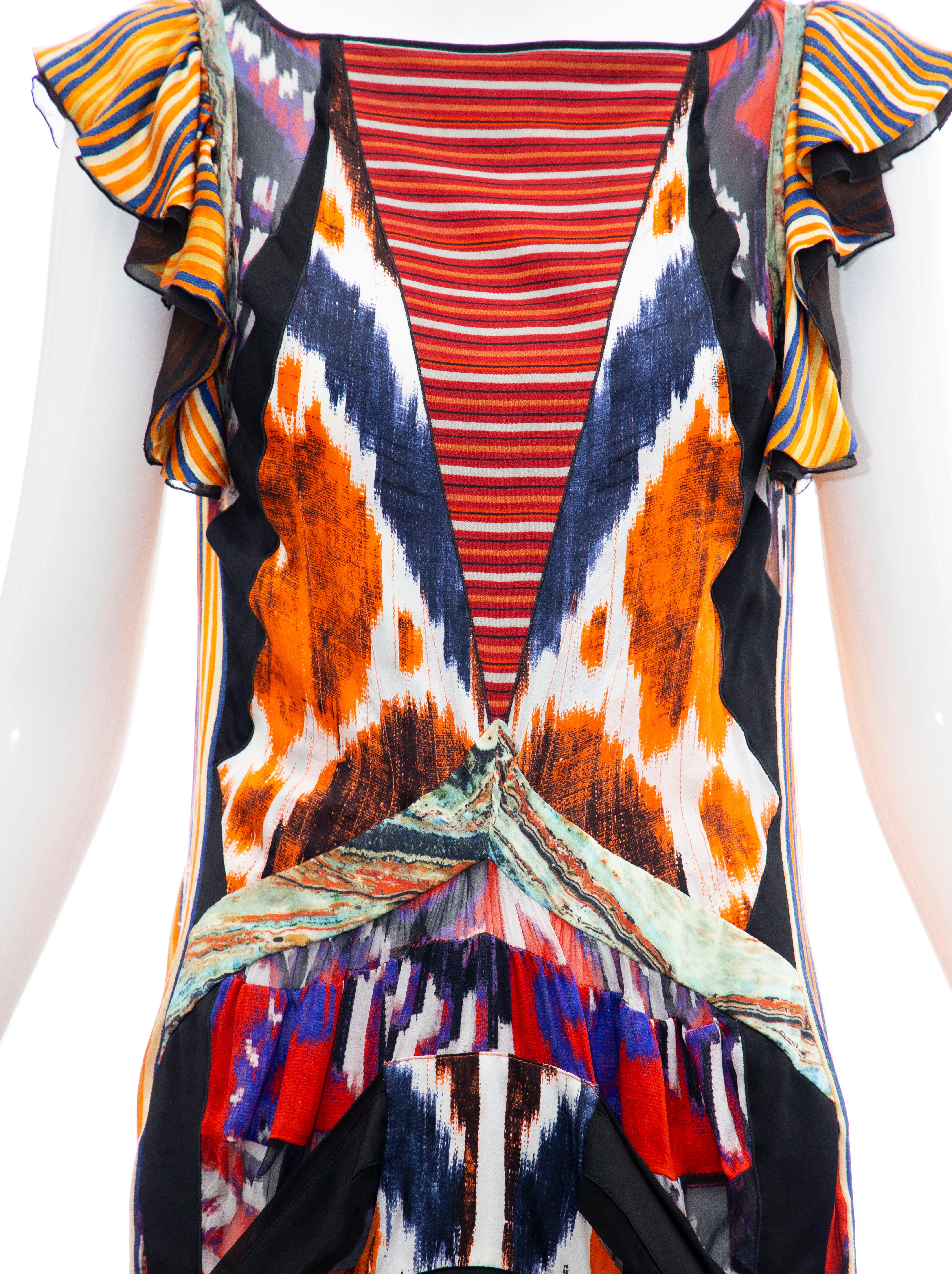 Brown  Nicolas Ghesquière for Balenciaga Runway Silk Ikat Print Dress, Fall 2007