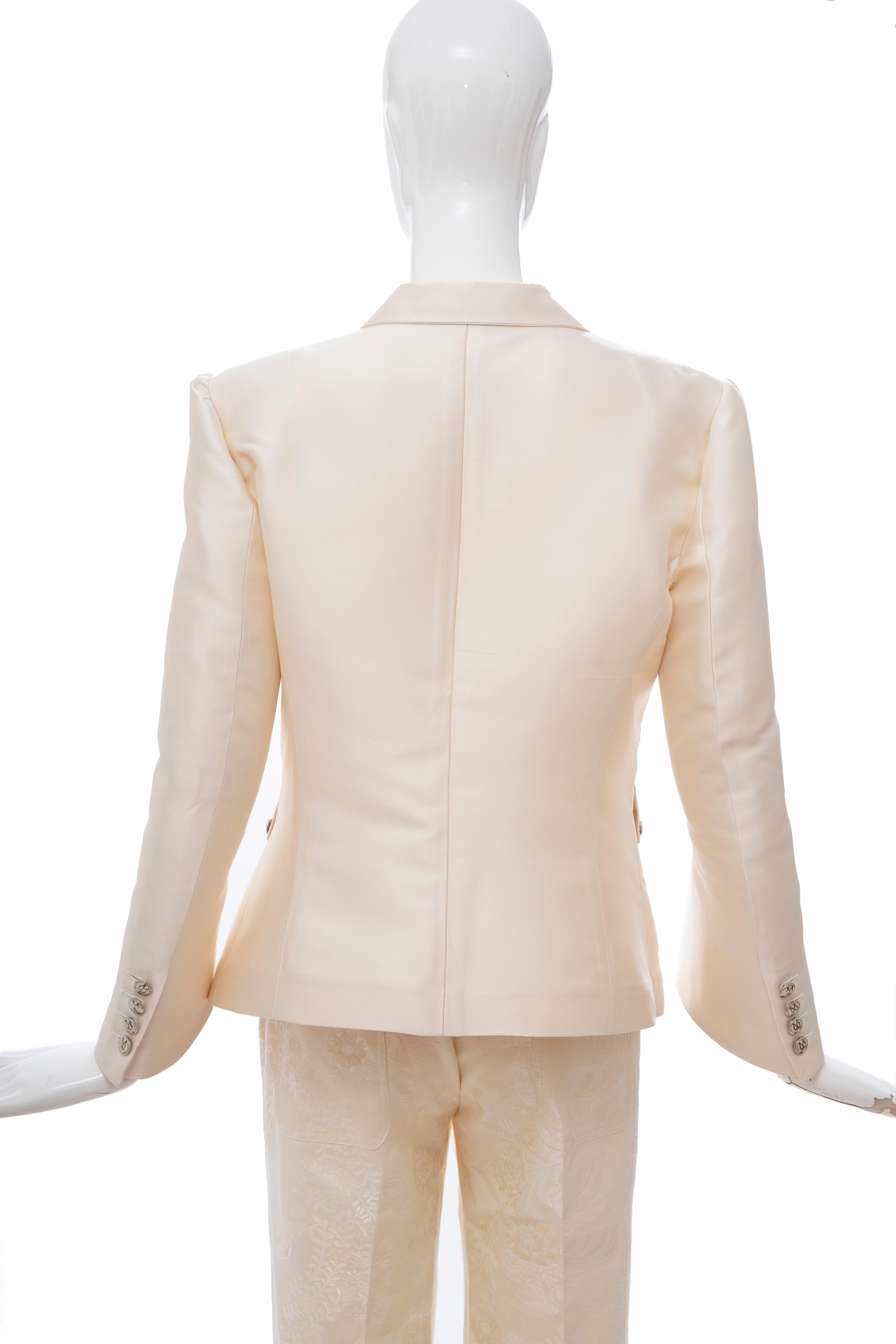 Nicolas Ghesquière for Balenciaga Runway Silk Jacquard Pant Suit, Spring 2006 For Sale 2