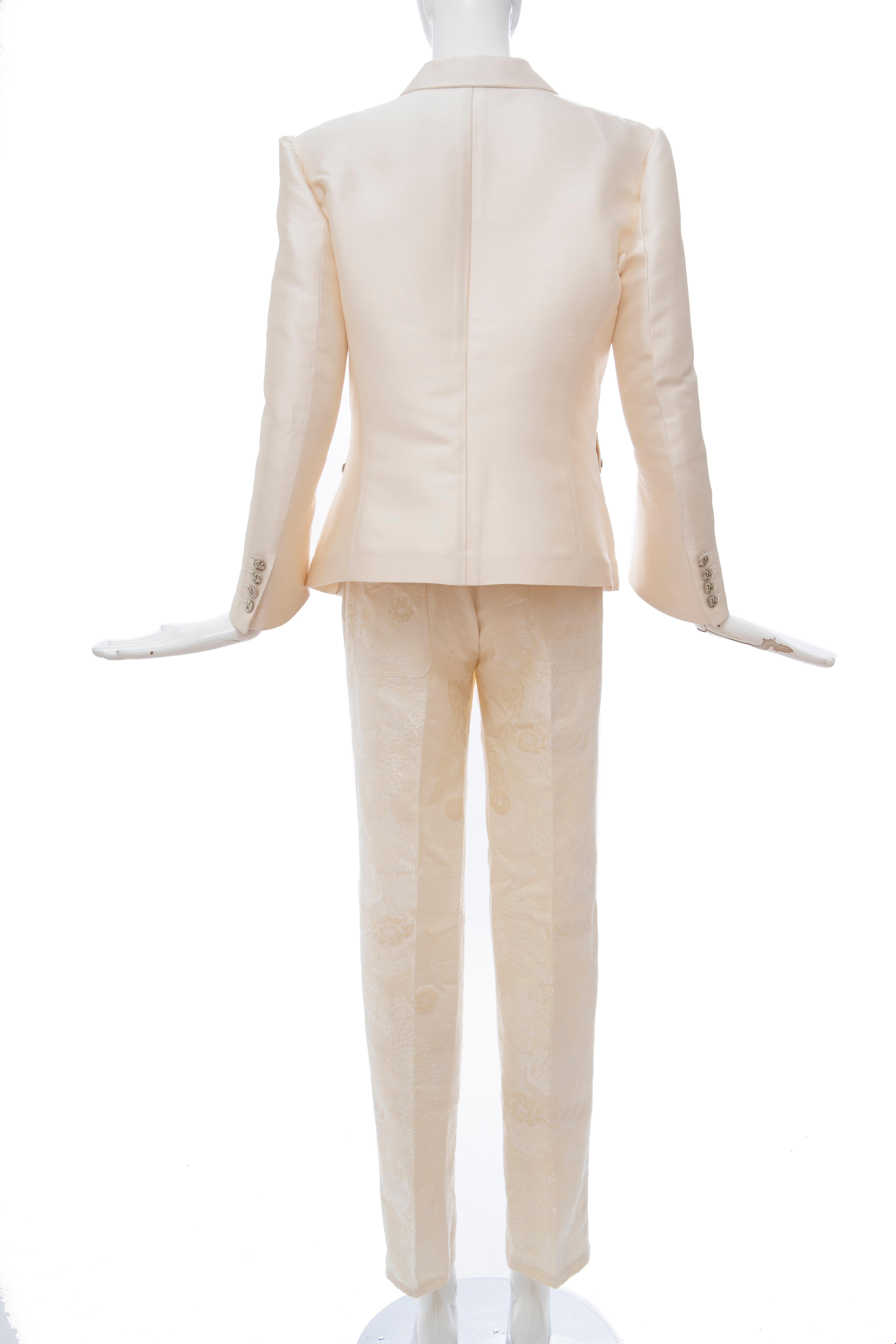 Nicolas Ghesquière for Balenciaga Runway Silk Jacquard Pant Suit, Spring 2006 For Sale 3