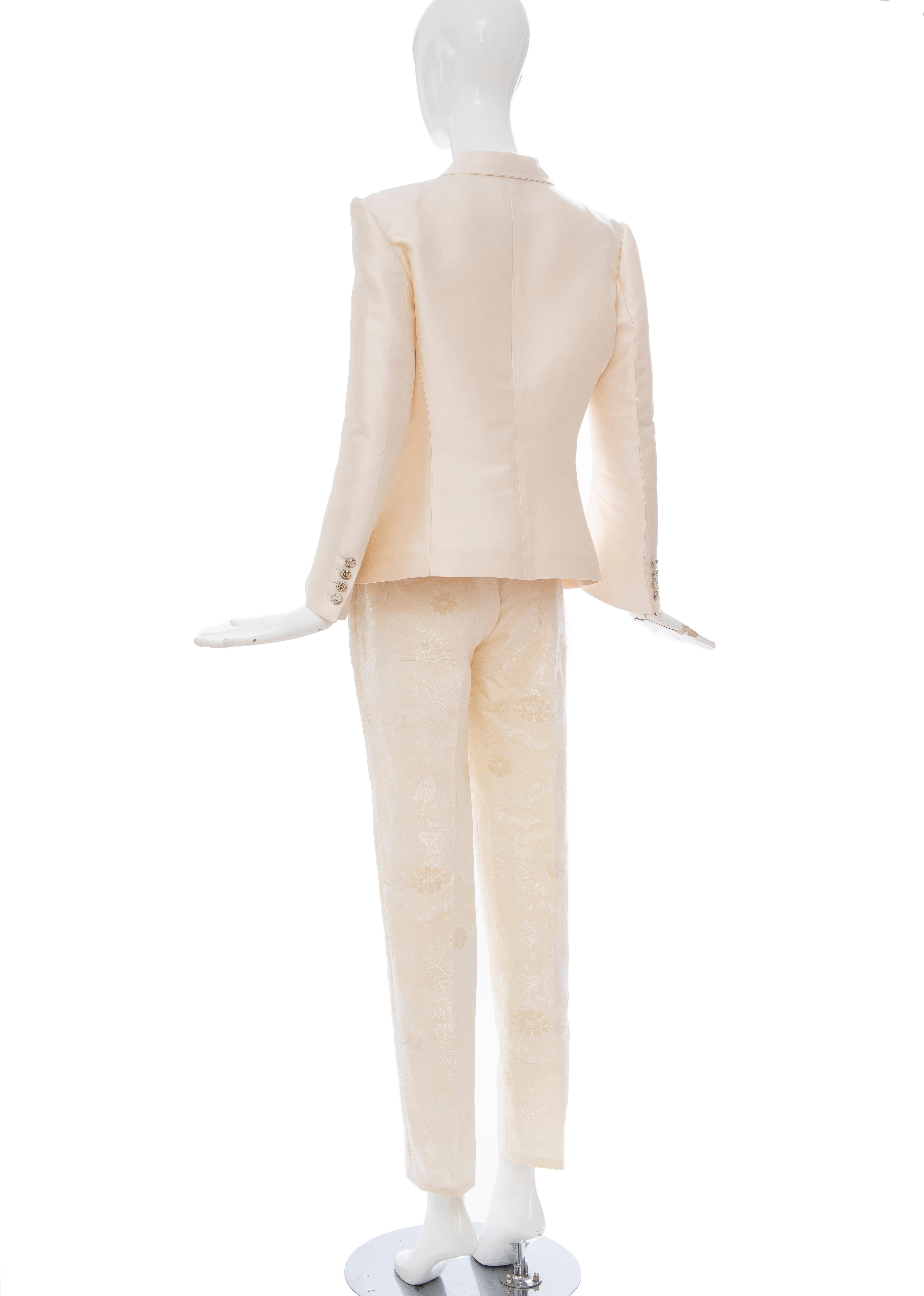 Nicolas Ghesquière for Balenciaga Runway Silk Jacquard Pant Suit, Spring 2006 For Sale 4