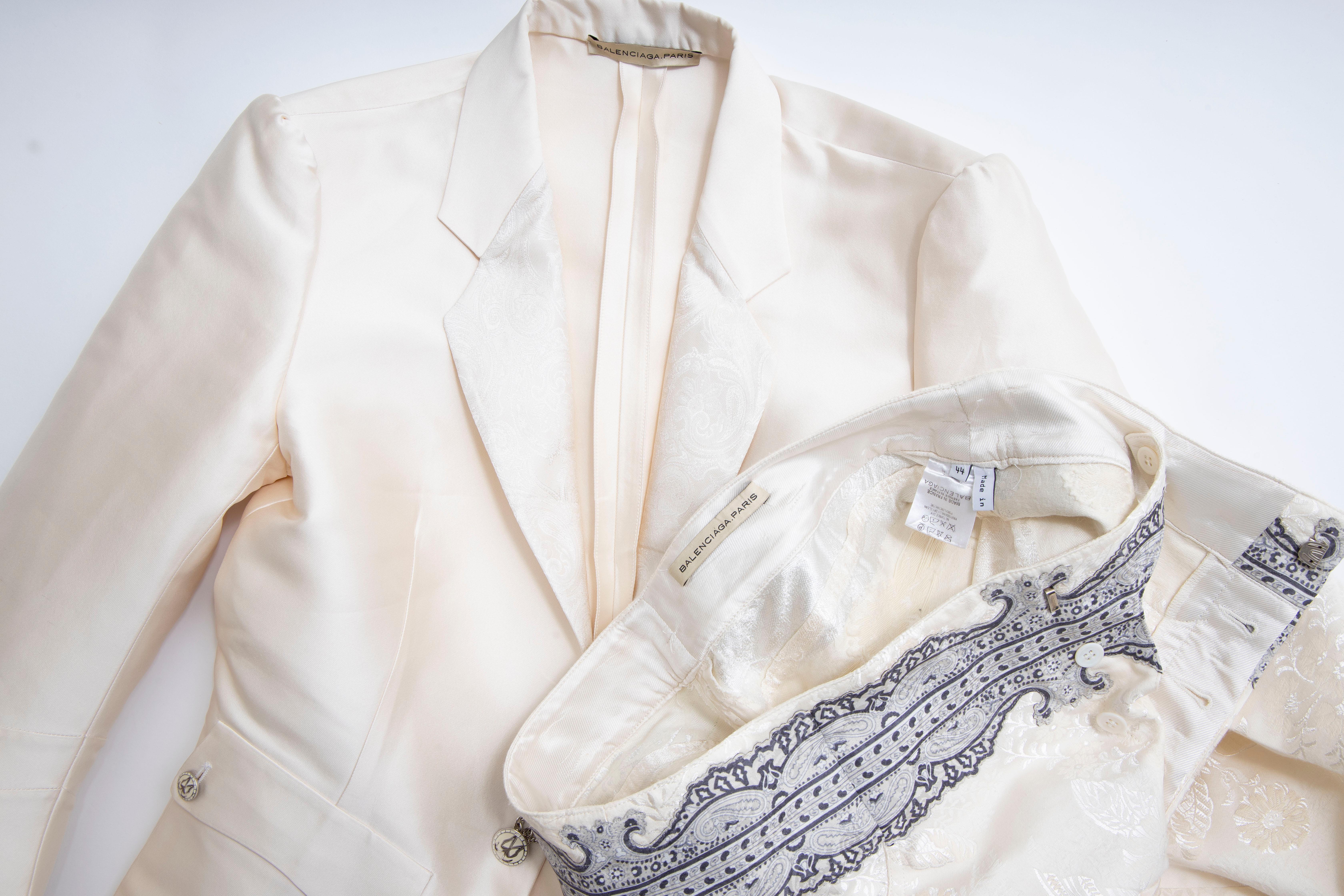 Nicolas Ghesquière for Balenciaga Runway Silk Jacquard Pant Suit, Spring 2006 For Sale 7