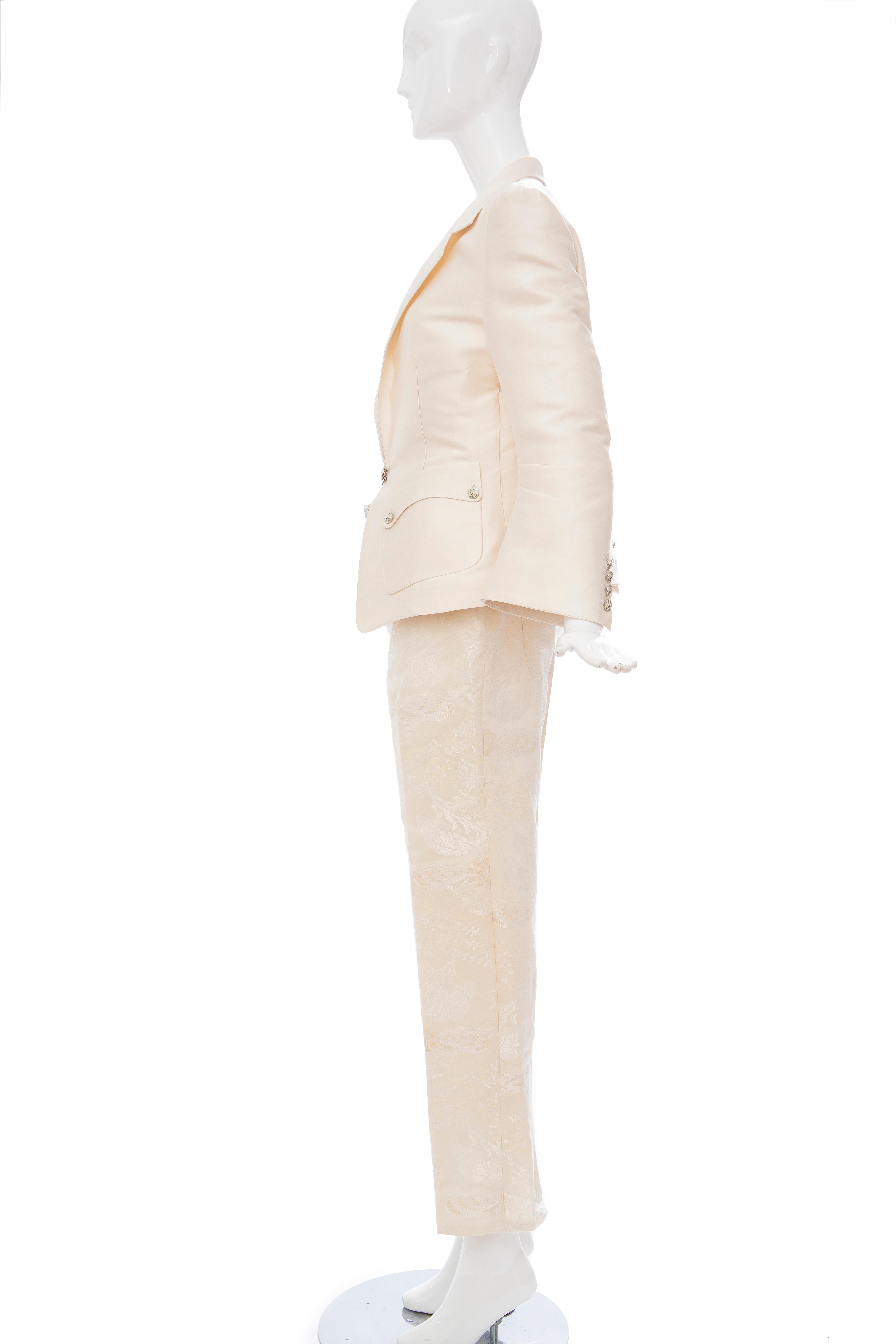 Women's Nicolas Ghesquière for Balenciaga Runway Silk Jacquard Pant Suit, Spring 2006 For Sale