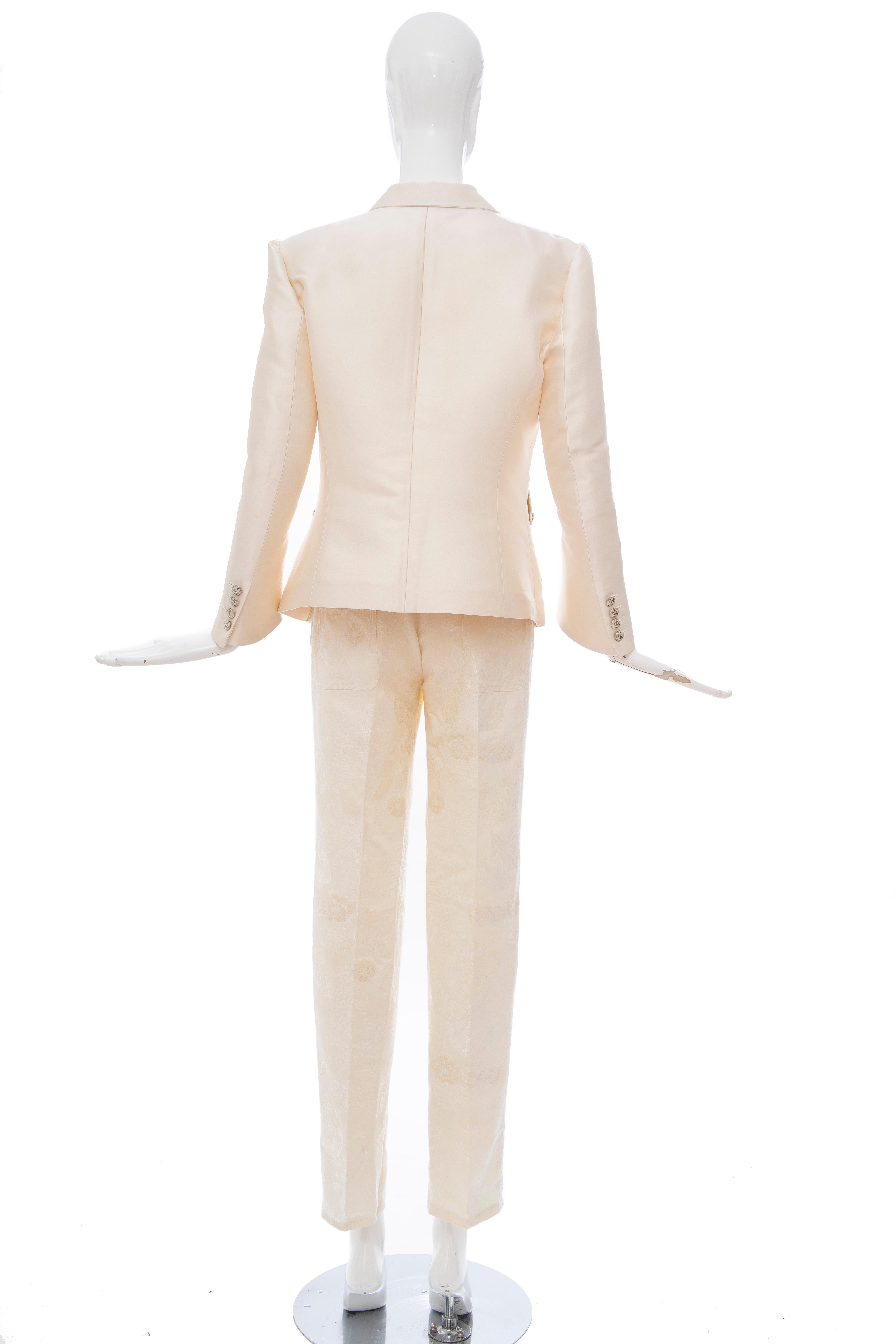 Nicolas Ghesquière for Balenciaga Runway Silk Jacquard Pant Suit, Spring 2006 For Sale 1