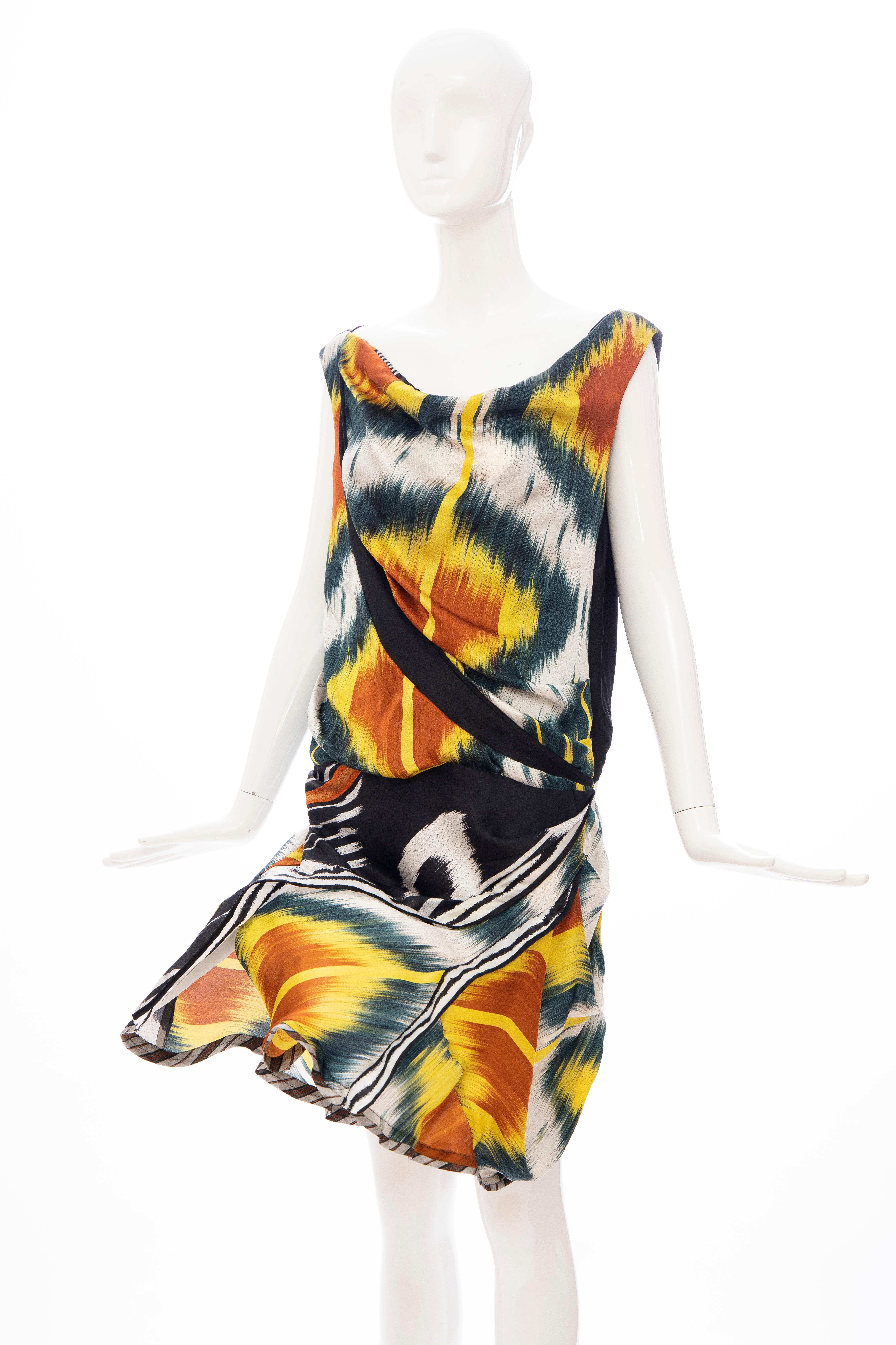 Nicolas Ghesquière for Balenciaga Runway Silk Sleeveless Ikat Dress, Fall 2007 For Sale 8