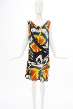 Nicolas Ghesquière for Balenciaga Runway Silk Sleeveless Ikat Dress, Fall 2007