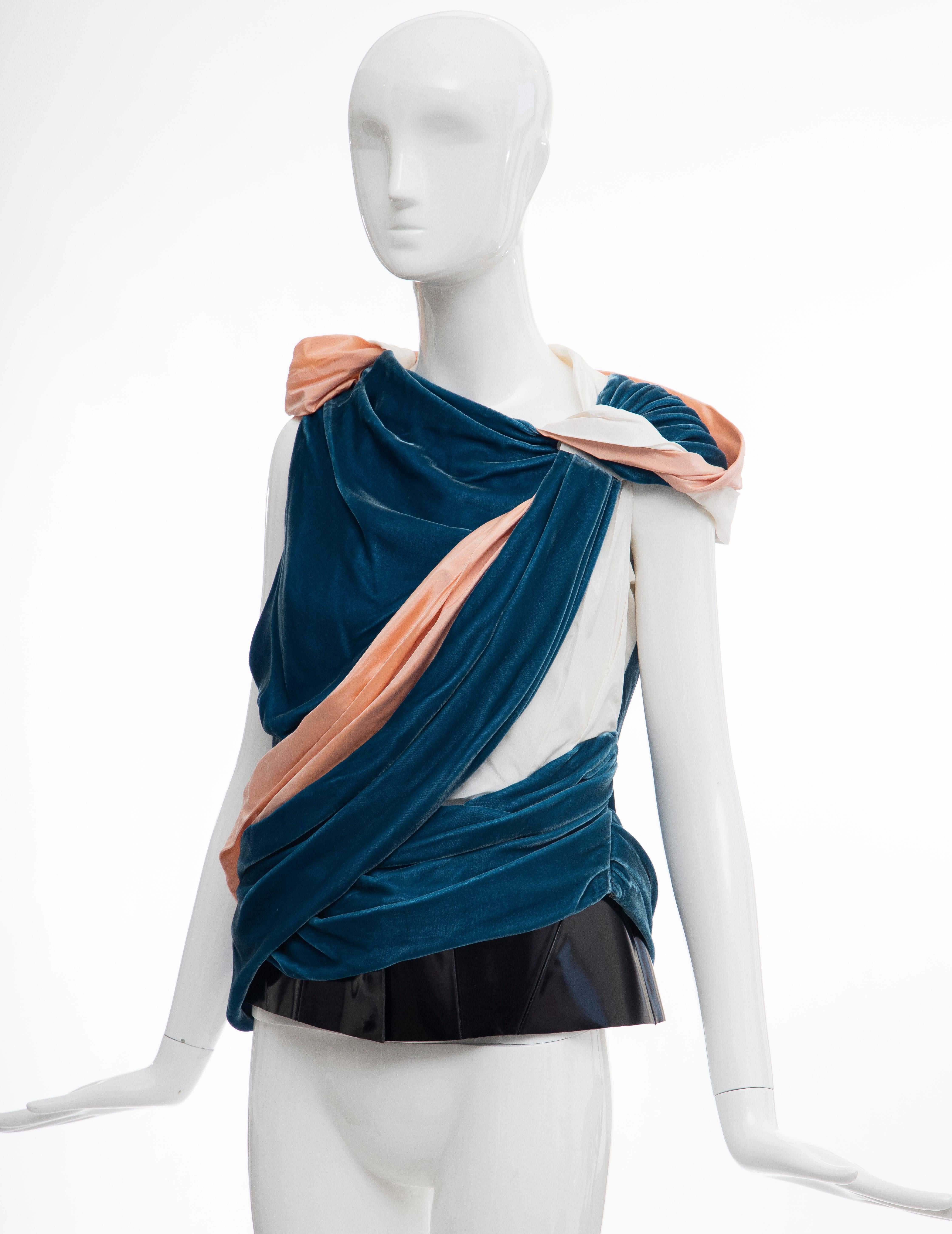 Nicolas Ghesquière for Balenciaga Runway Draped Silk Velvet Top , Fall 2008 For Sale 3