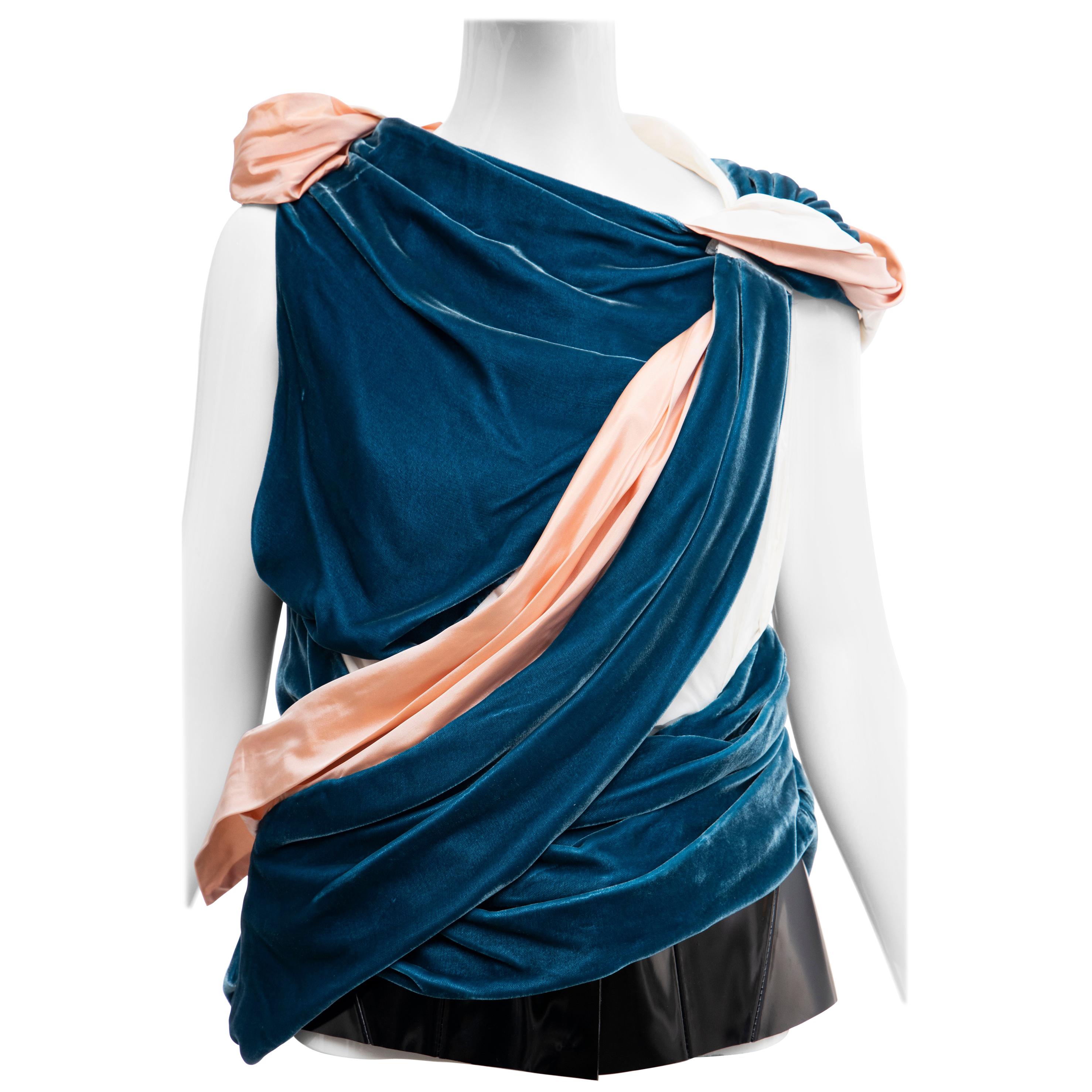 Nicolas Ghesquière for Balenciaga Runway Draped Silk Velvet Top , Fall 2008 For Sale