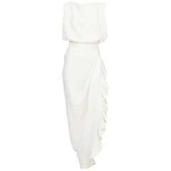 Nicolas Ghesquiere White Crepe Gown with Rufflea
