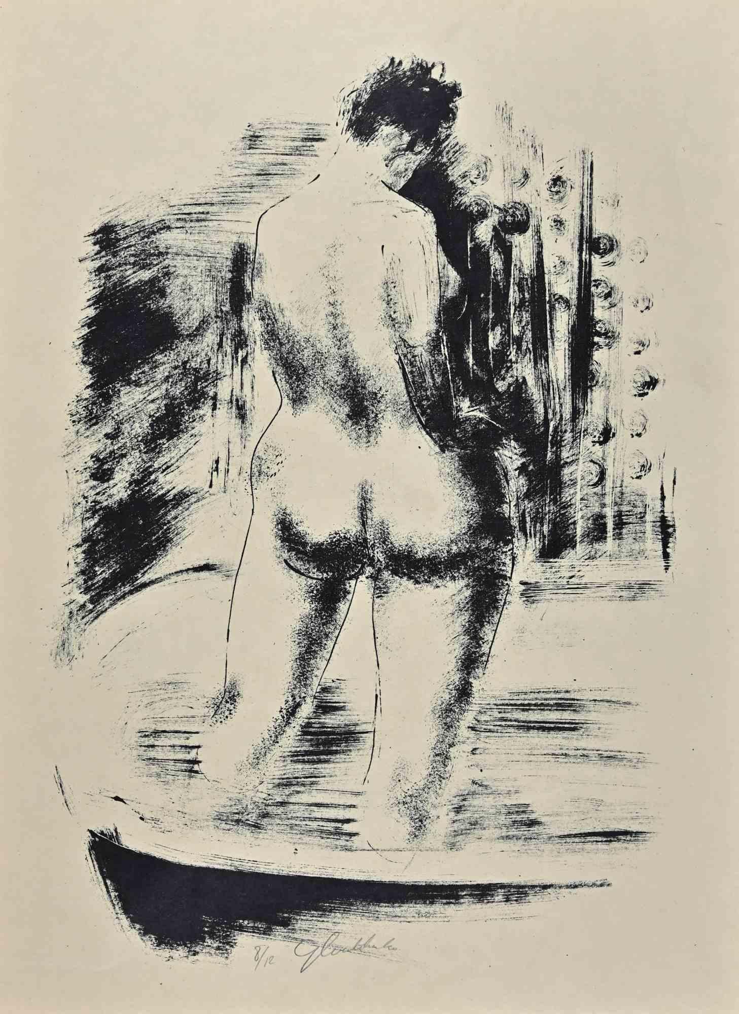 Female nude is an original artwork realized by Nicolas Gloutchenko in 1928.

Lithograph on paper.

Hand-signed in pencil by the artist on the lower and numbered, edition of 8/12 prints.

Good conditions.

The lithograph belongs to the precious suite