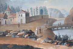 JEAURAT DE BERTRY Paar Landschaften Garten Landschaft Öl auf Papier 18. klassisch