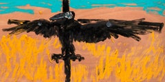 Field Nicolas Kennett 21st Century British painting landscape animal bird crow