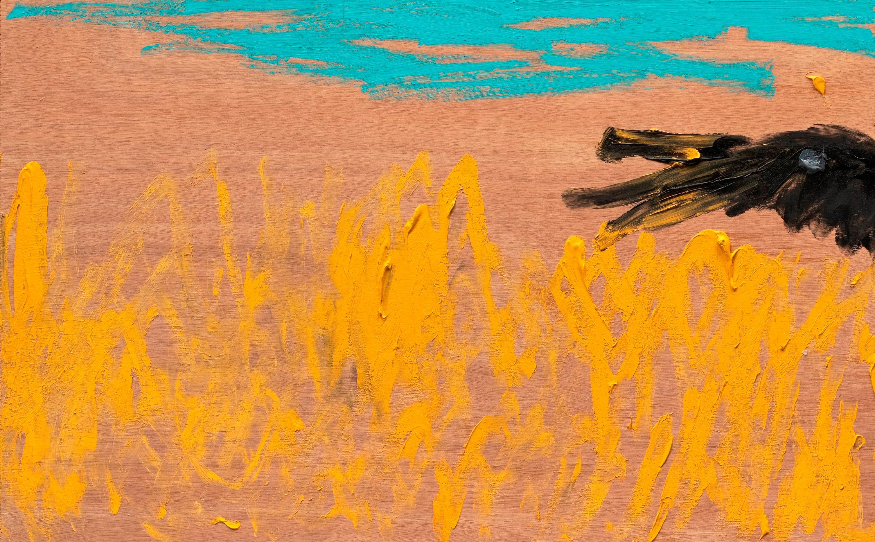 Field Nicolas Kennett 21e siècle peinture britannique paysage animal oiseau crow  en vente 3