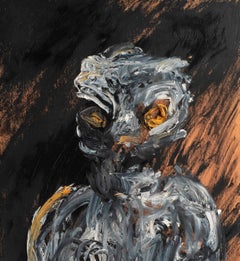 Lynx parlent Nicolas Kennett 21e siècle portrait expressionniste de peinture bruxelloise