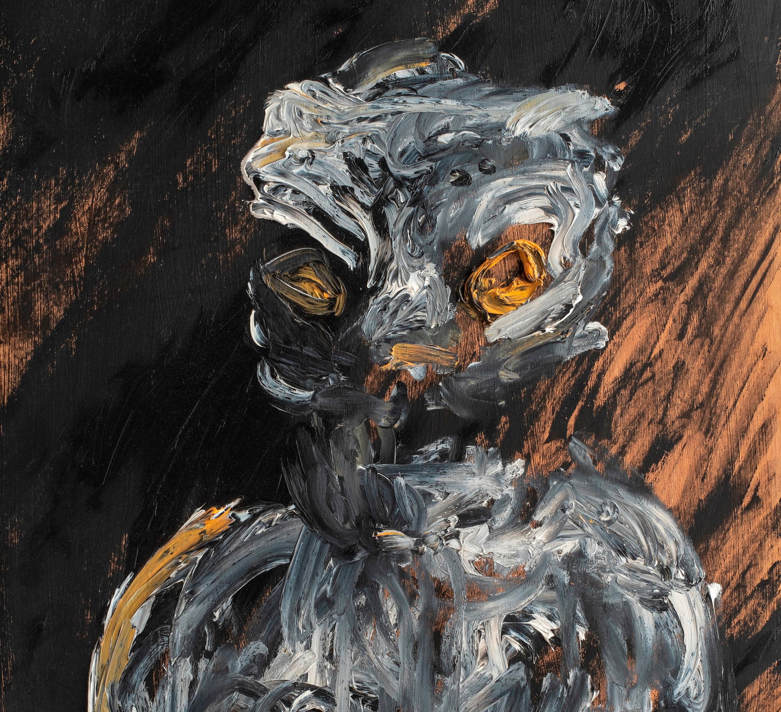 Lynx parlent Nicolas Kennett 21e siècle portrait expressionniste de peinture bruxelloise en vente 2