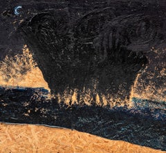 Nicolas Kennett 21e siècle peinture Bristish paysage ciel foncé mer et croissant