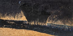 Nicolas Kennett 21e siècle peinture Bristish paysage ciel foncé mer et croissant 