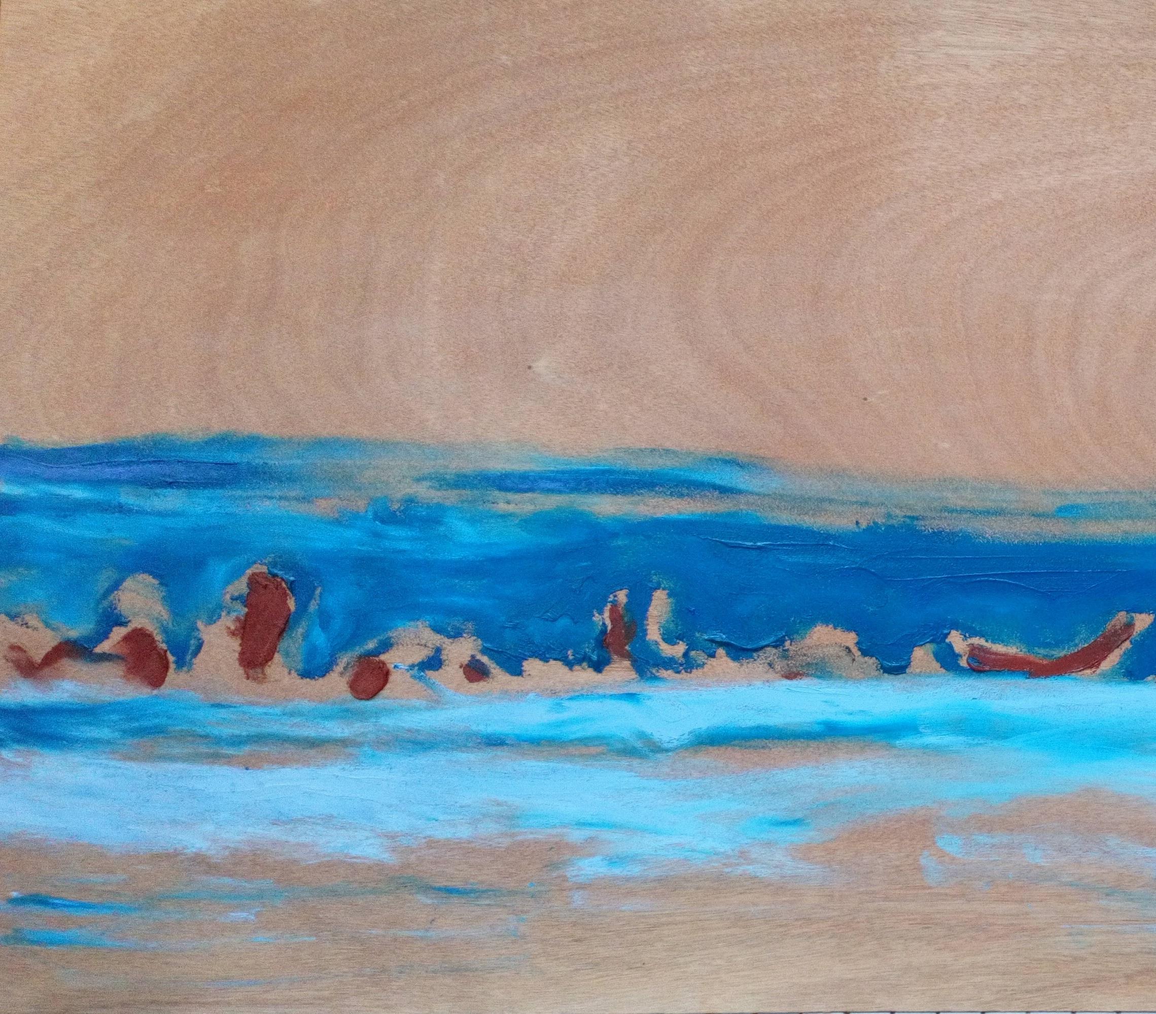 Banque de sable Nicolas Kennett Peinture contemporaine - Paysage naturel, paysage animal bleu mer en vente 2