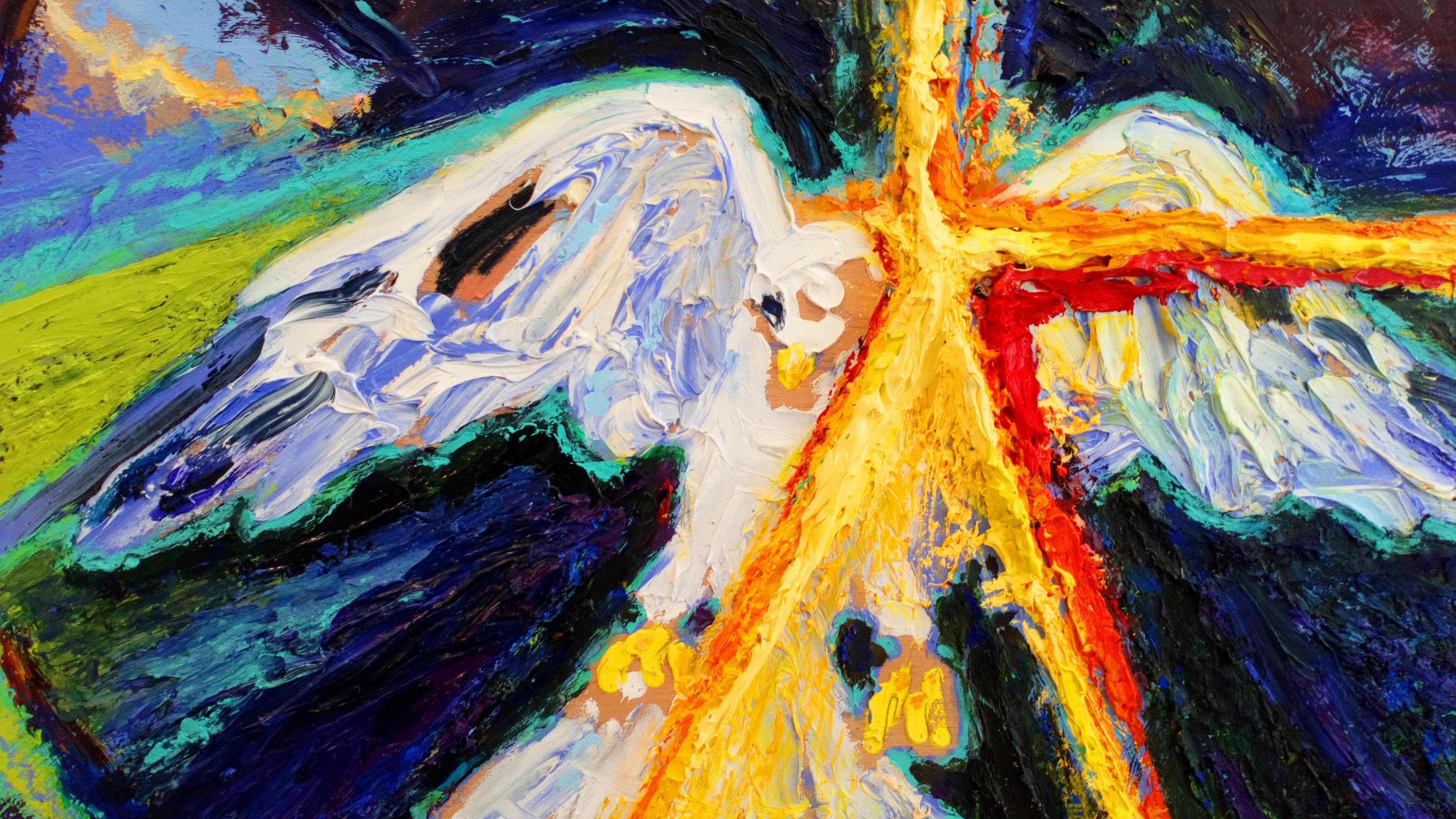 Das Auge des phragmitia Nicolas Kennett Zeitgenössisches Gemälde Vogel Natursonne im Angebot 1
