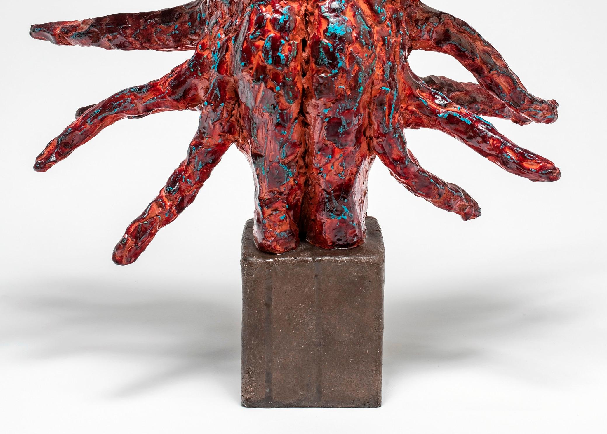 Red vision Nicolas Kennett 21st Century art contemporary terracotta sculpture  For Sale 1