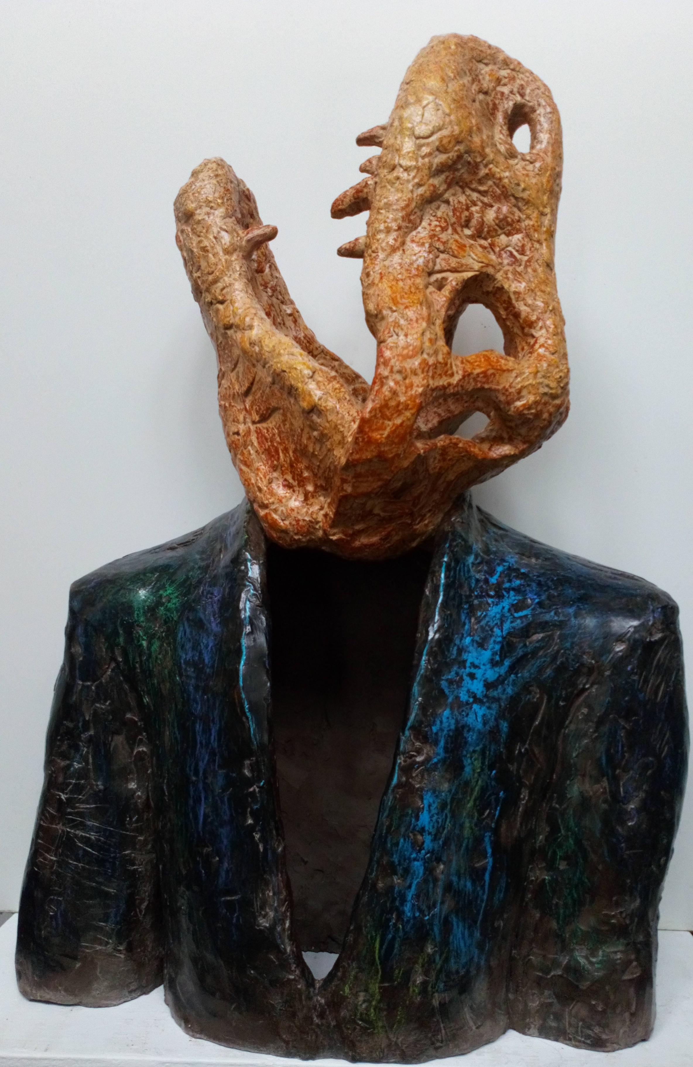 Nicolas Kennett, portrait d'animal en terre cuite de sculpture contemporaine « Sands of time »