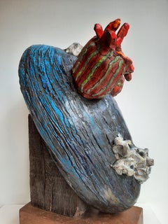 Zeitgenössische Terrakotta-Skulptur-Tiermaske von Nicolas Kennett